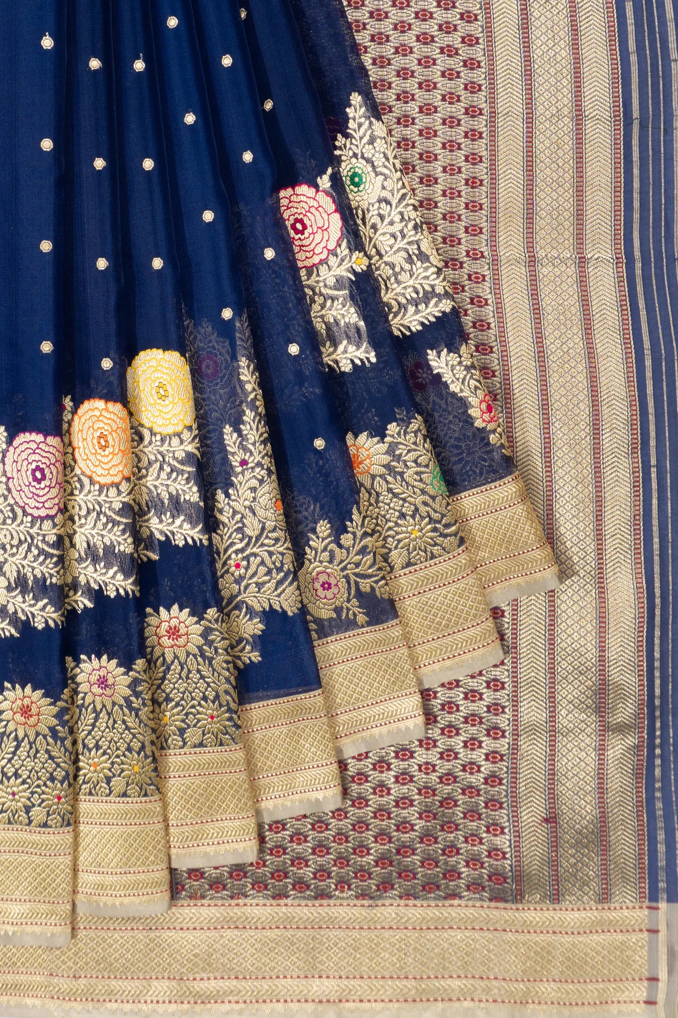 Banarasi Kora Organza Butta Blue Saree