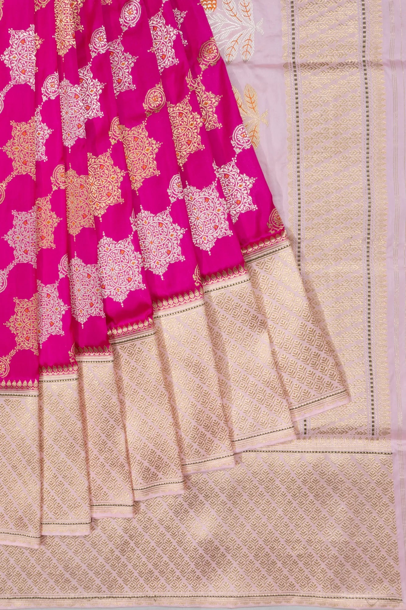 Banarasi Silk Kadwa Jaal Brocade Rani Pink Saree