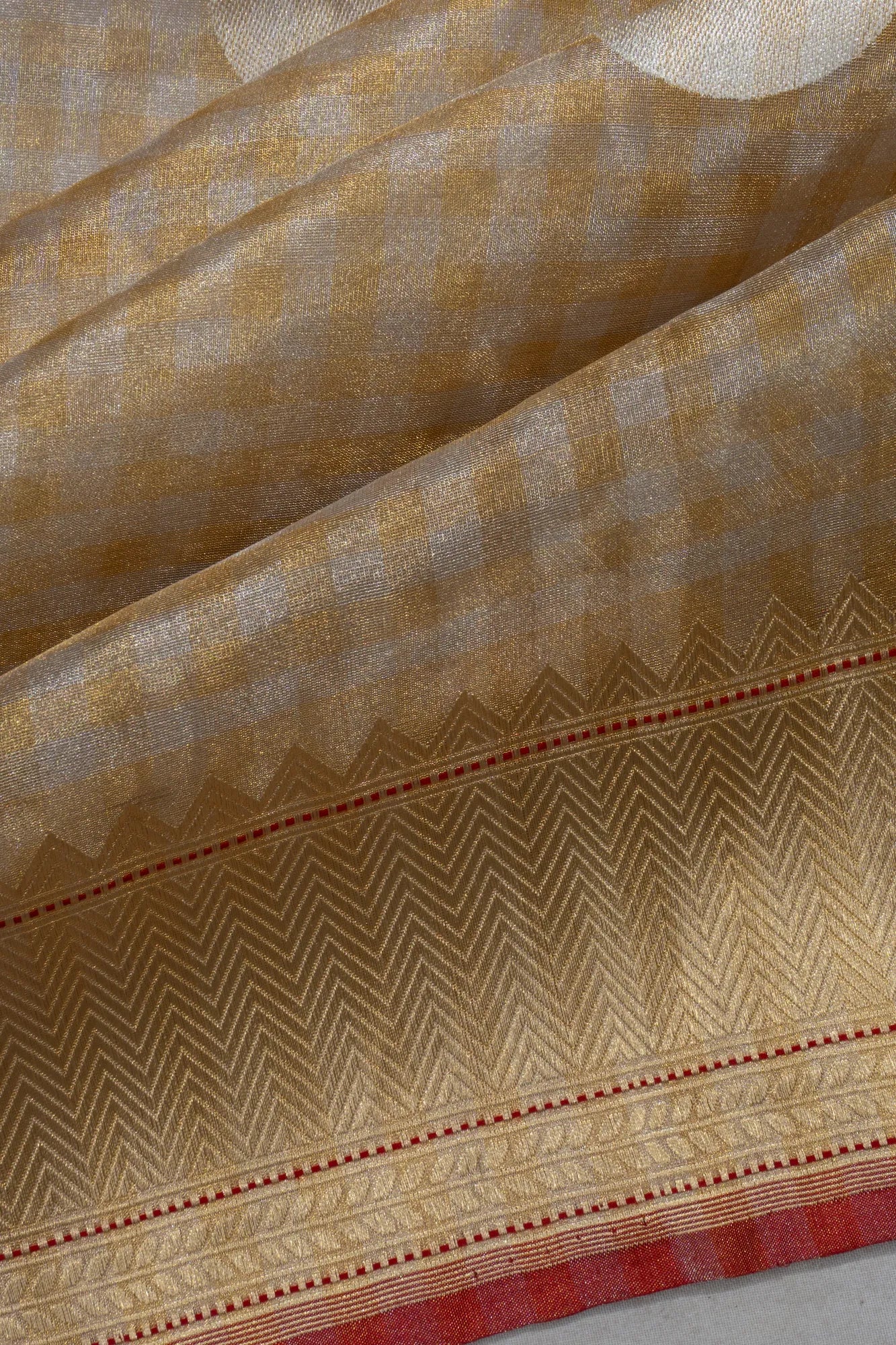 Banarasi Kora Organza Tissue Butta Gold Saree