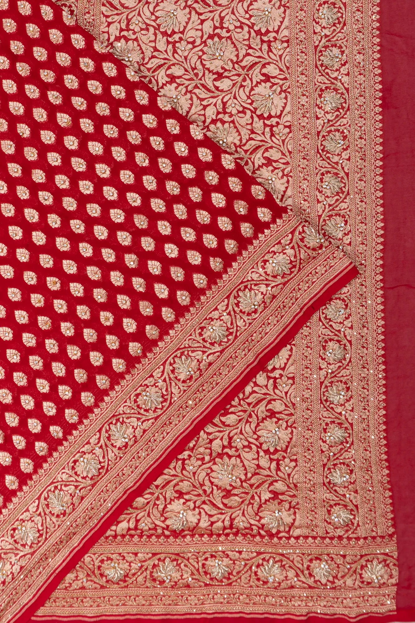 Banarasi Georgette Butta Red Saree