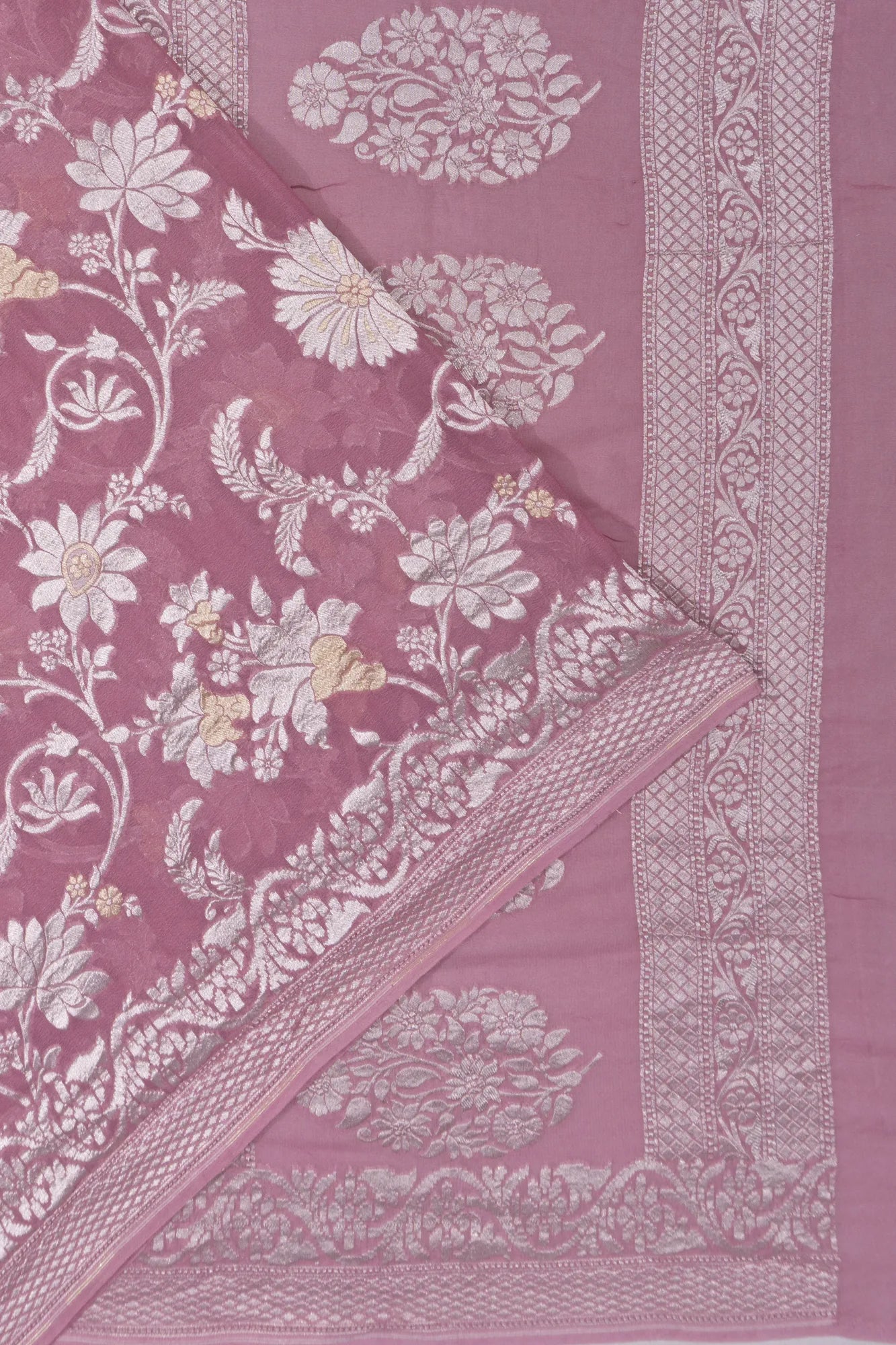 Banarasi Georgette Brocade Lavender Saree