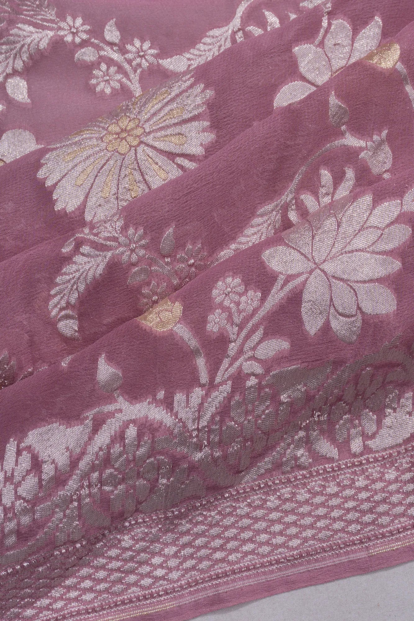 Banarasi Georgette Brocade Lavender Saree