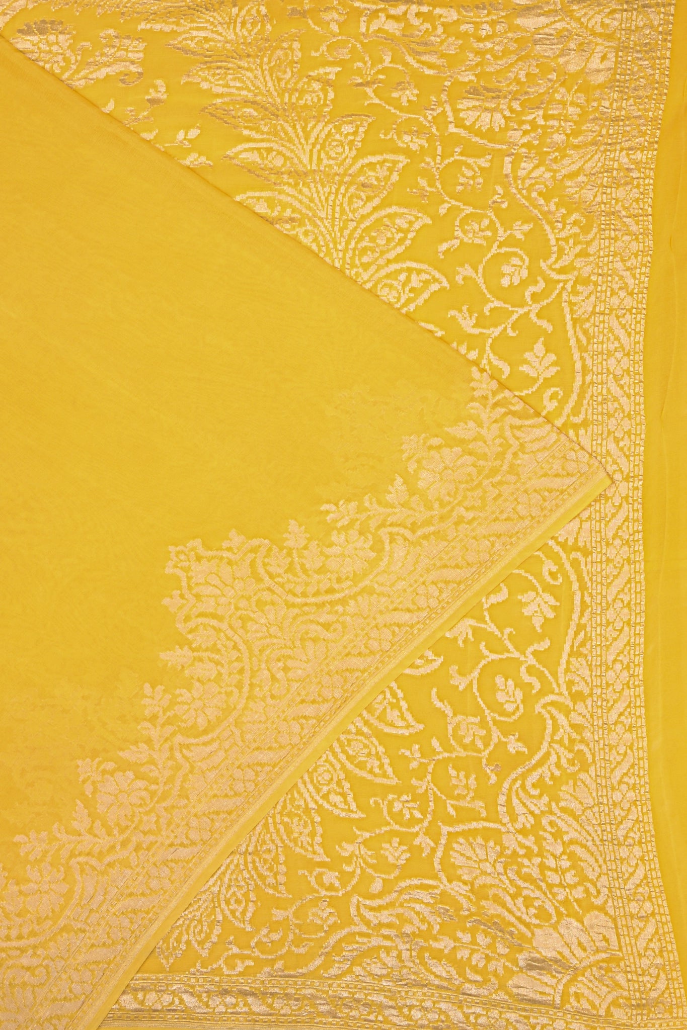 Banarasi Georgette Plain Yellow Saree