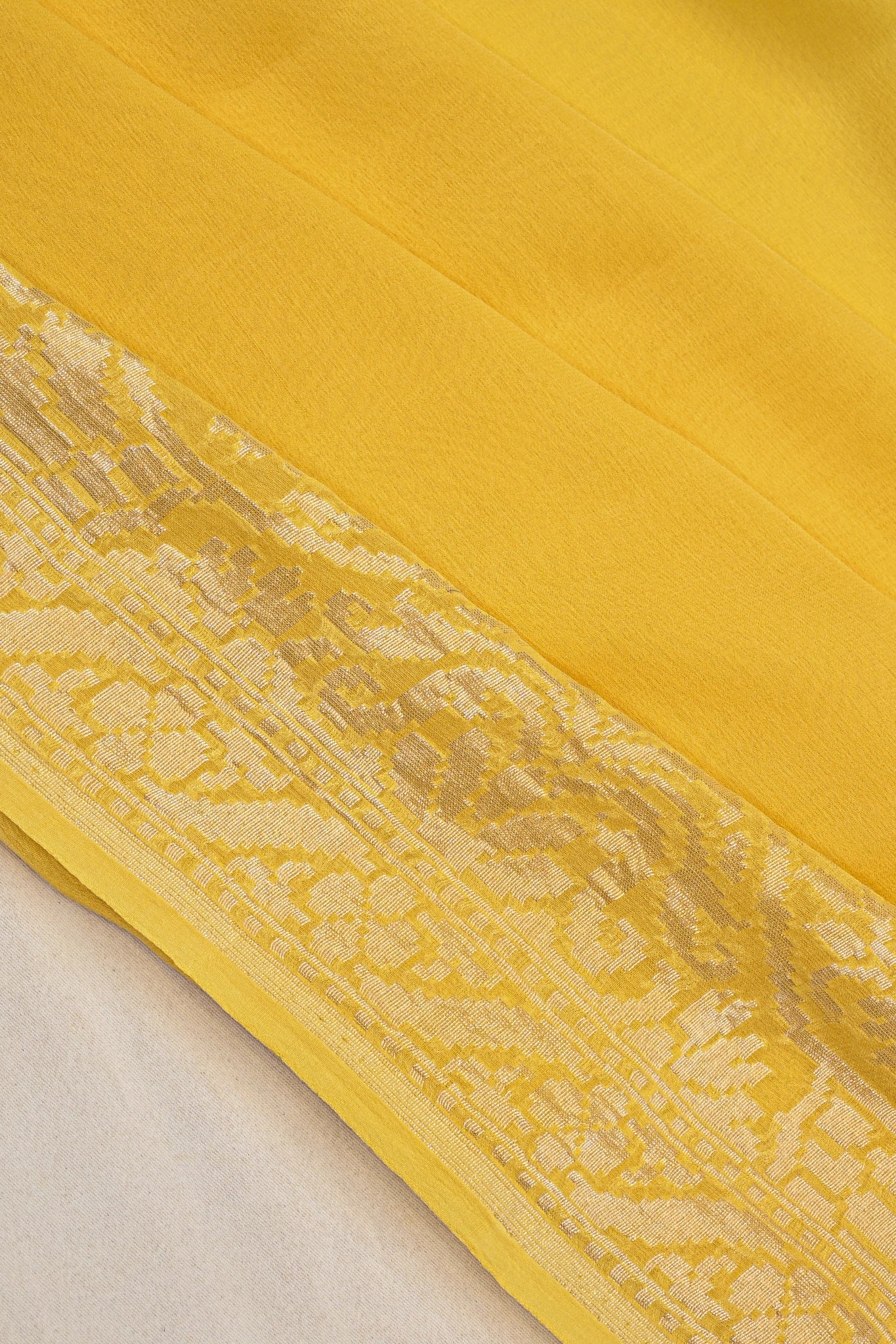 Banarasi Georgette Plain Yellow Saree
