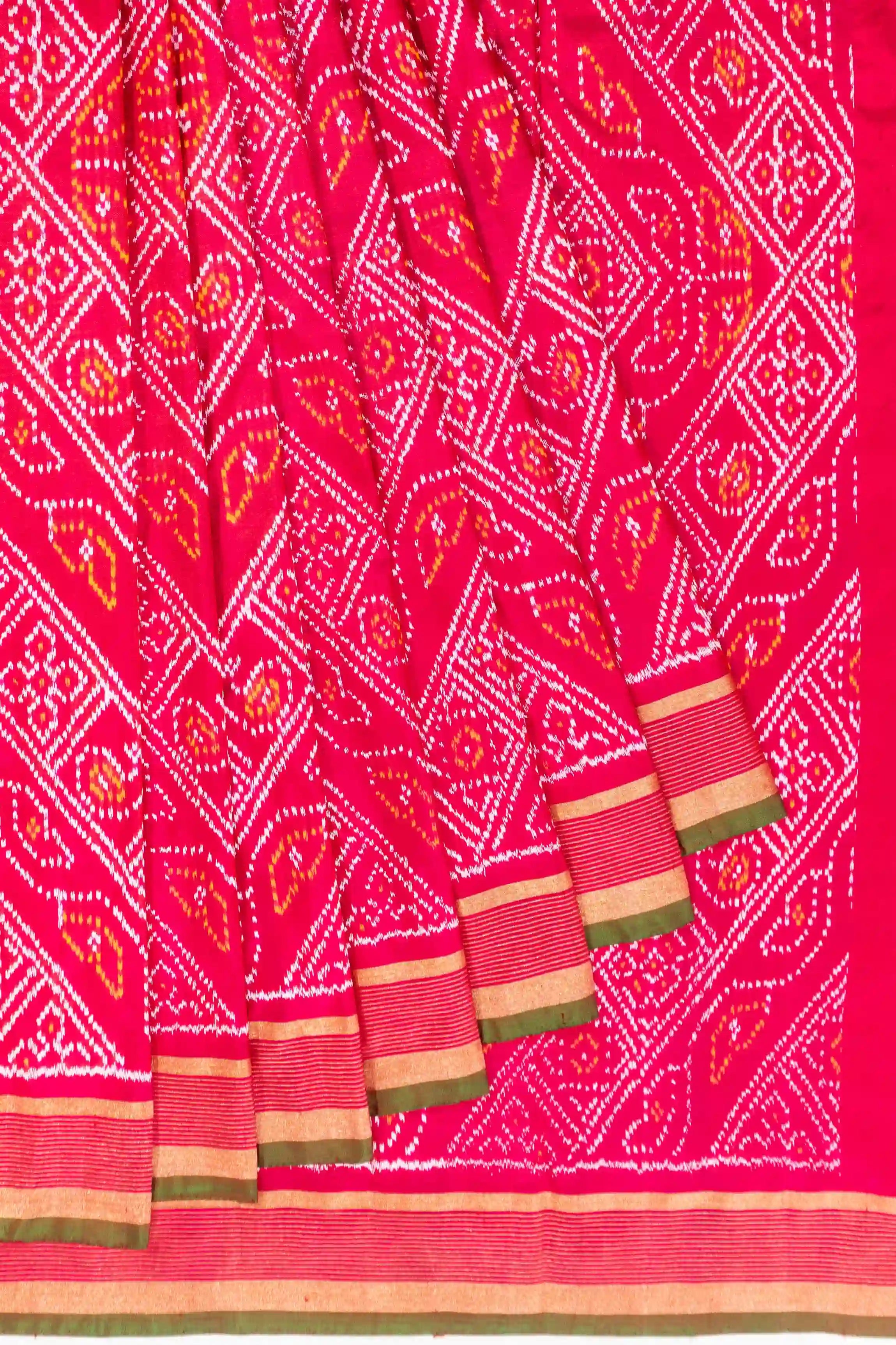 Pochampally Silk Ikat Rani Pink Saree