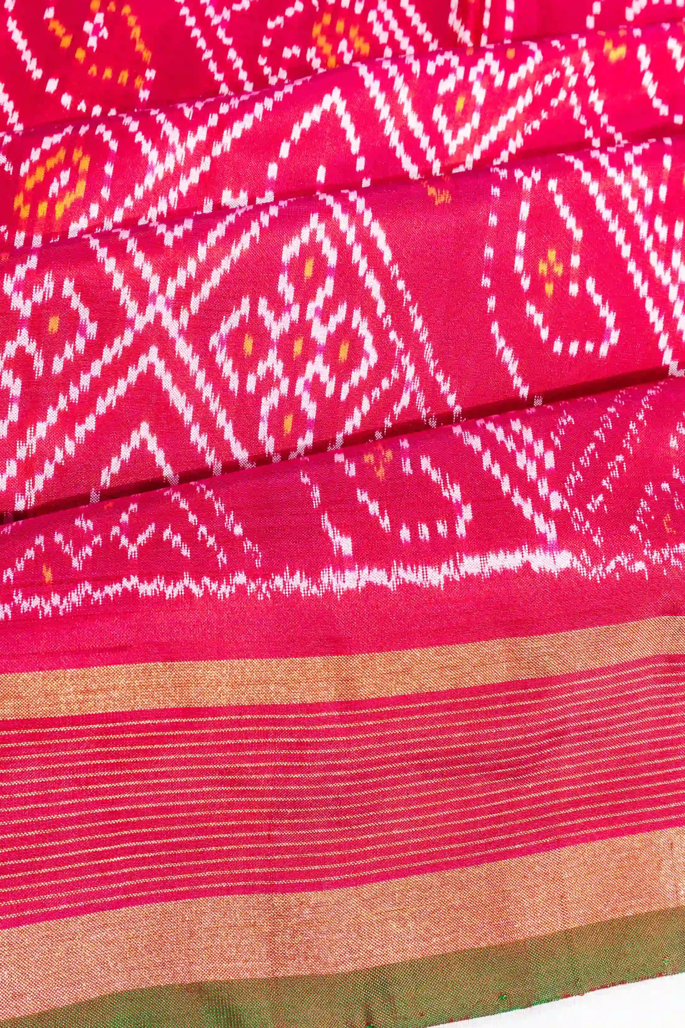 Pochampally Silk Ikat Rani Pink Saree