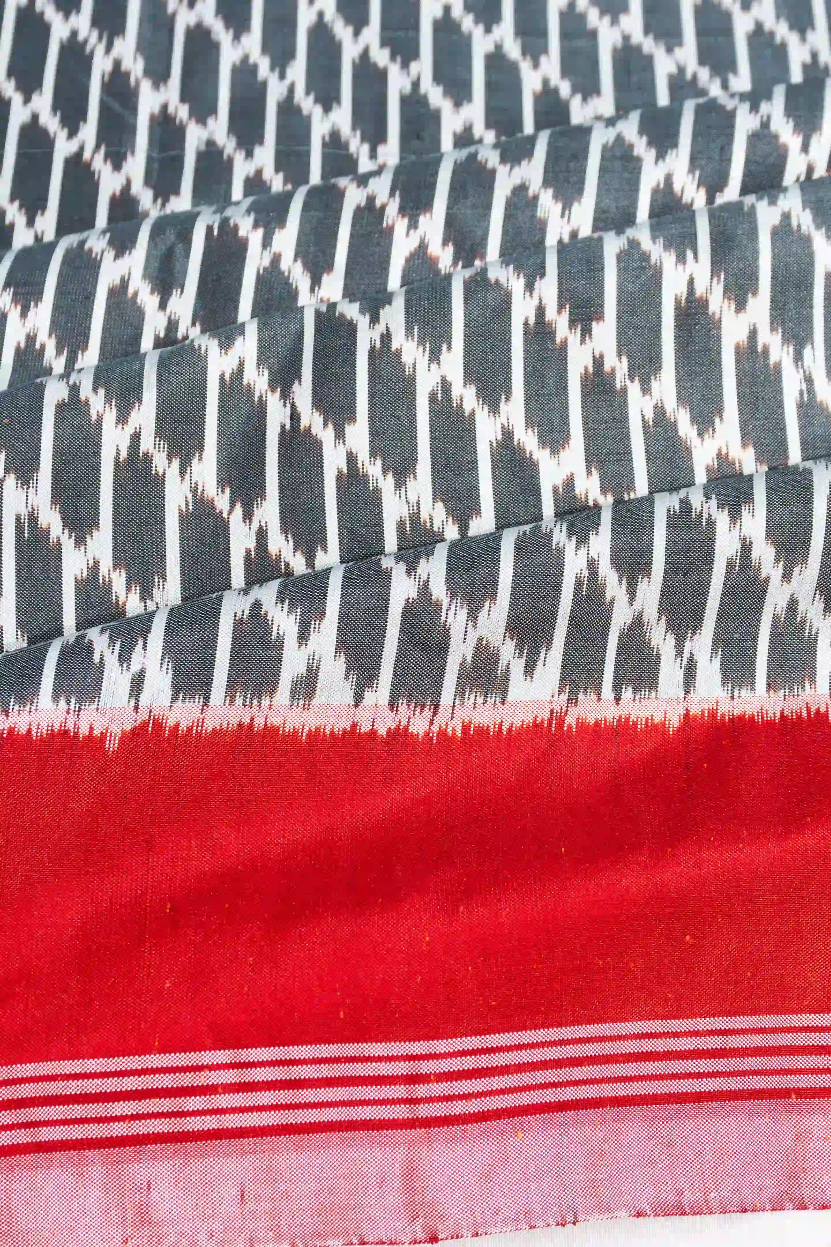 Pochampally Silk Double Ikat White Saree