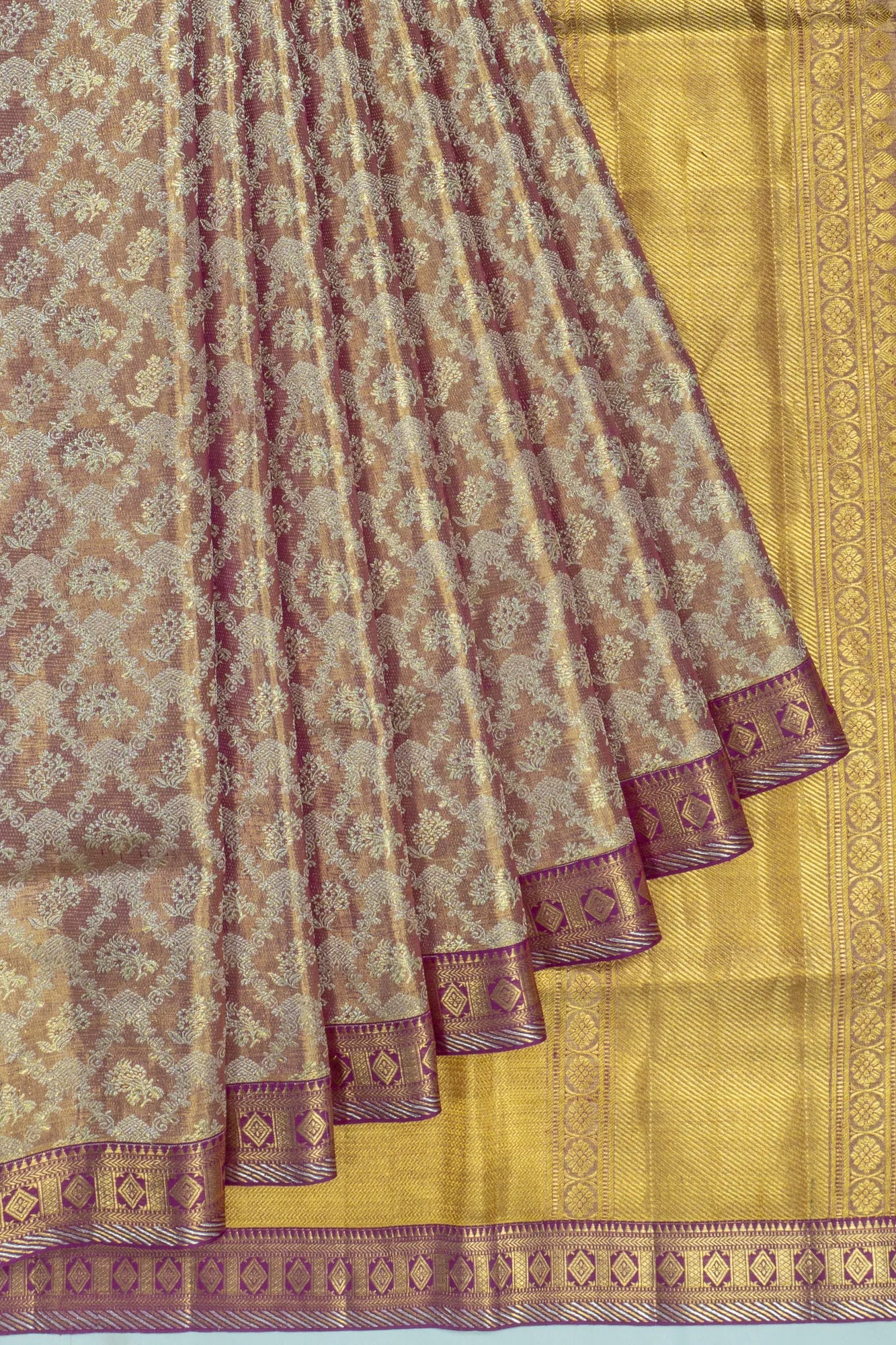 Kanchipuram Silk Tissue Brocade Purple Saree