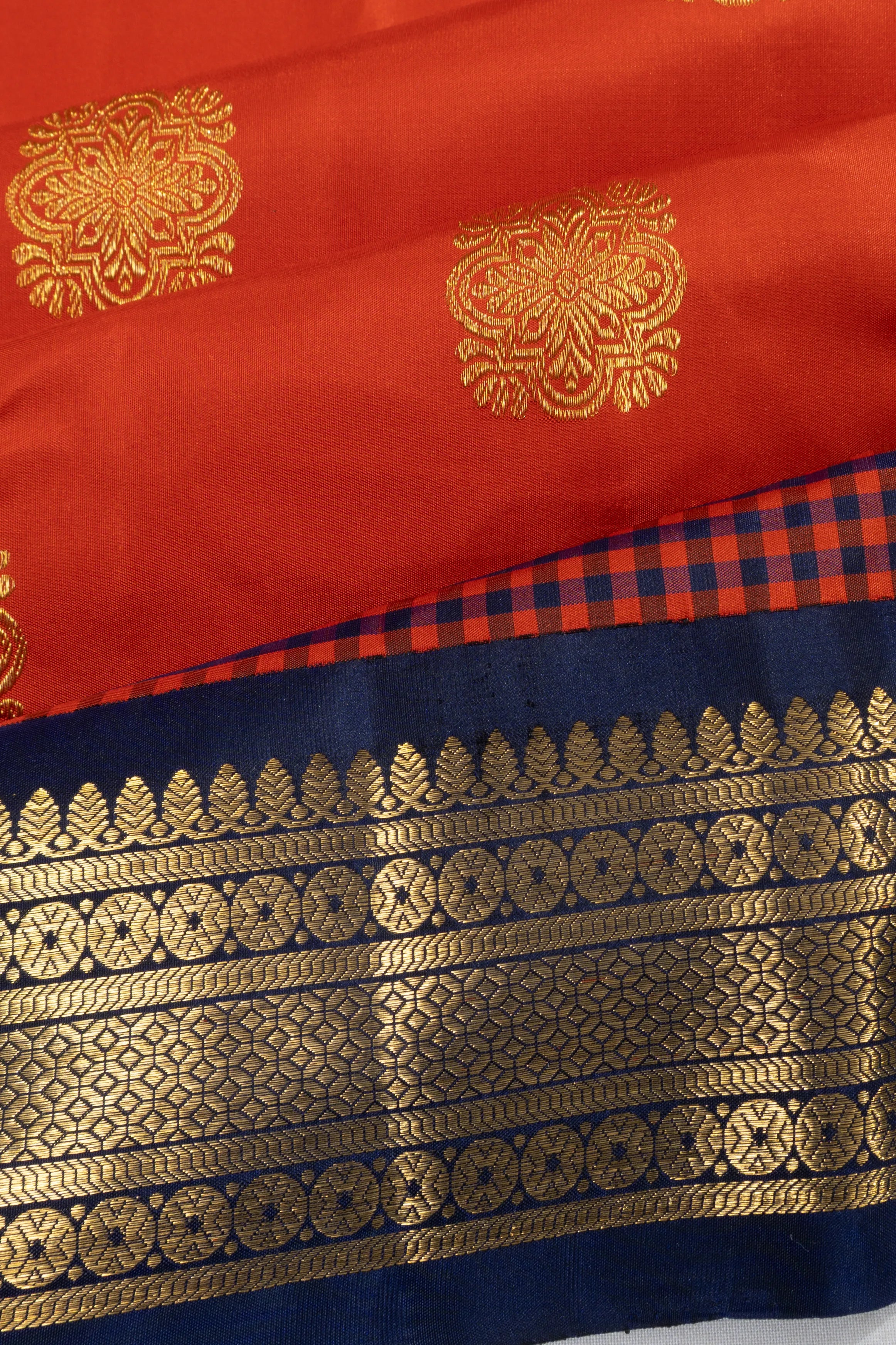 Classic Kanchipuram Silk Butta Burnt Orange Saree