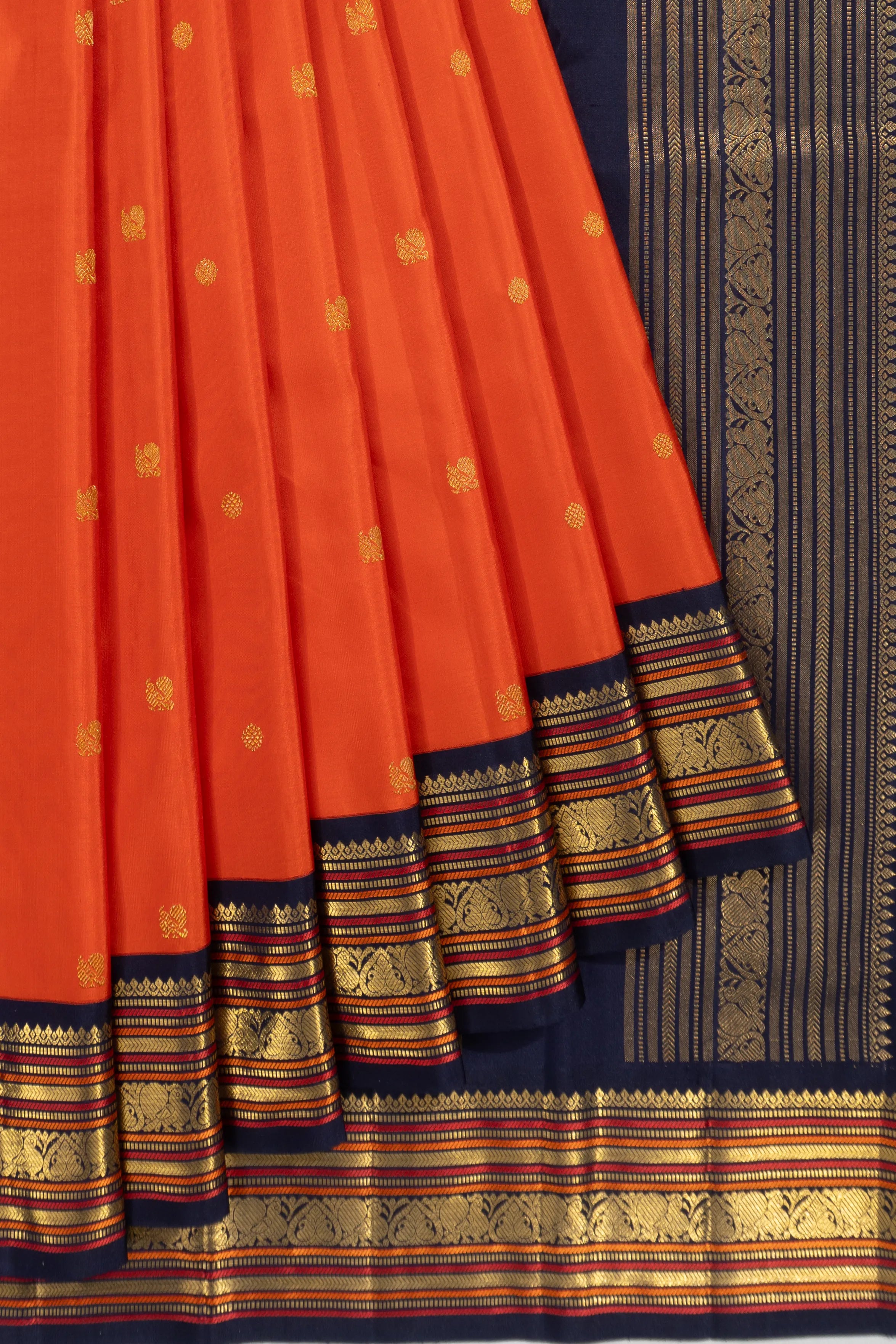 Classic Kanchipuram Silk Butta Orange Saree