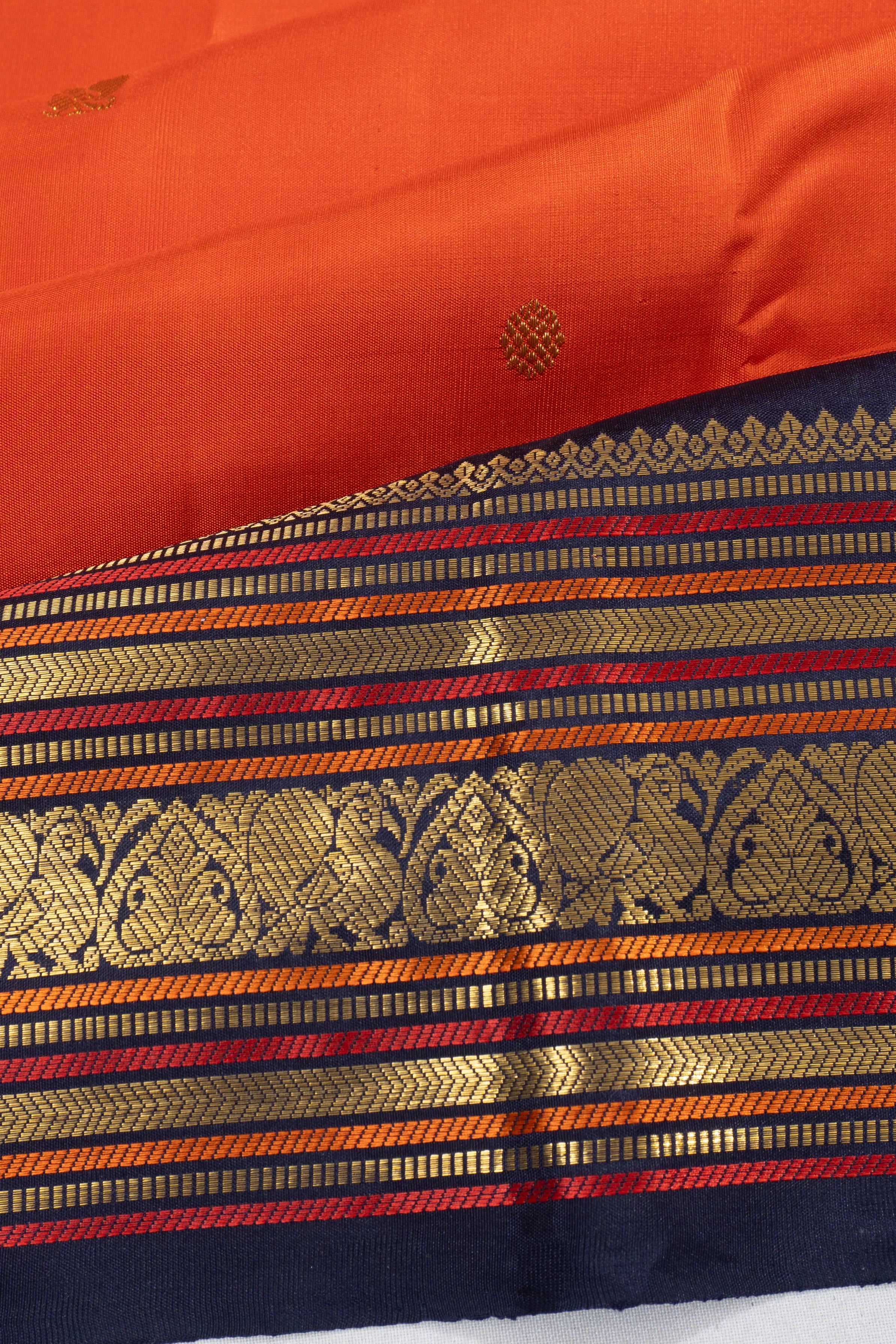 Classic Kanchipuram Silk Butta Orange Saree