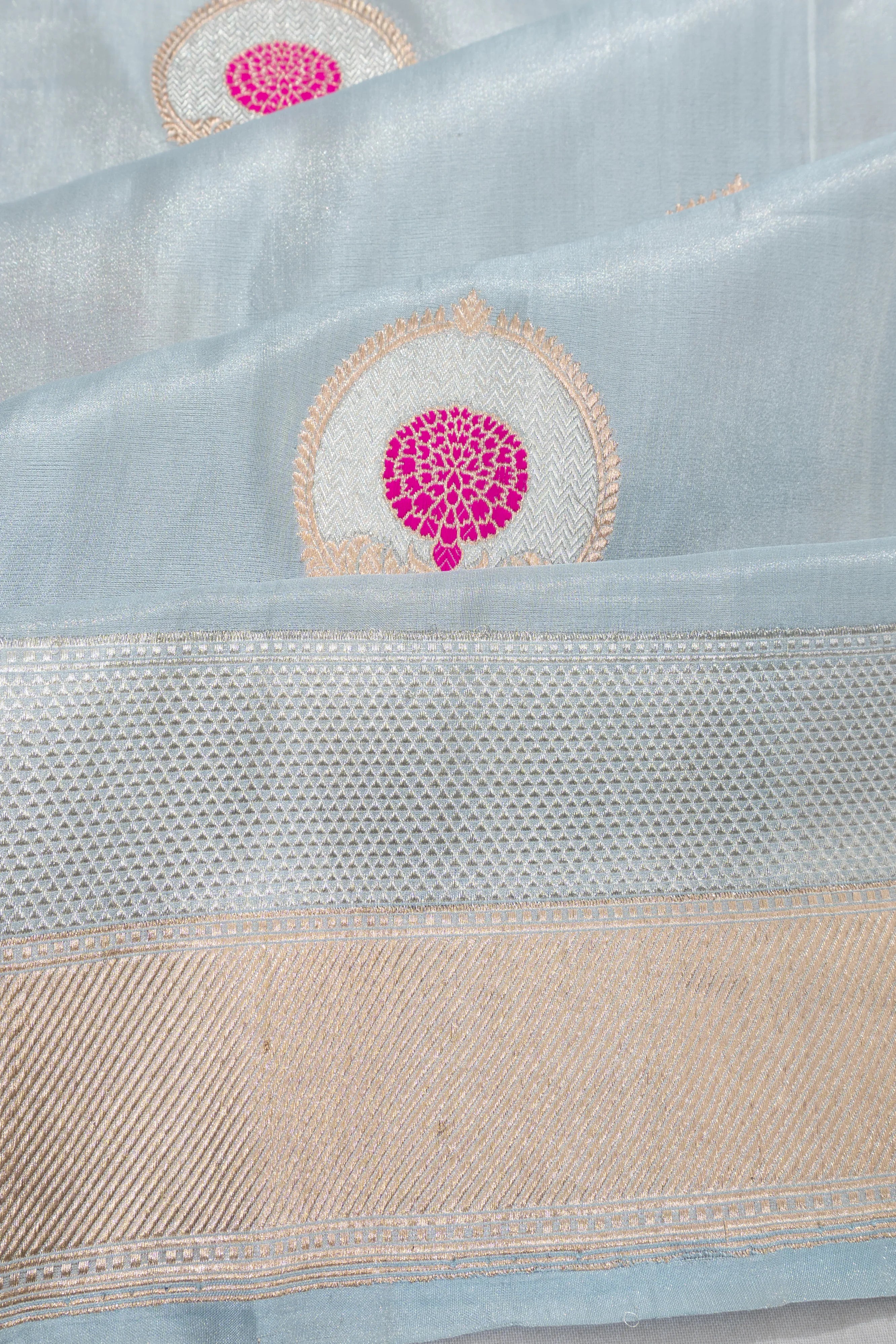 Banarasi Organza Tissue Butta Blue Saree