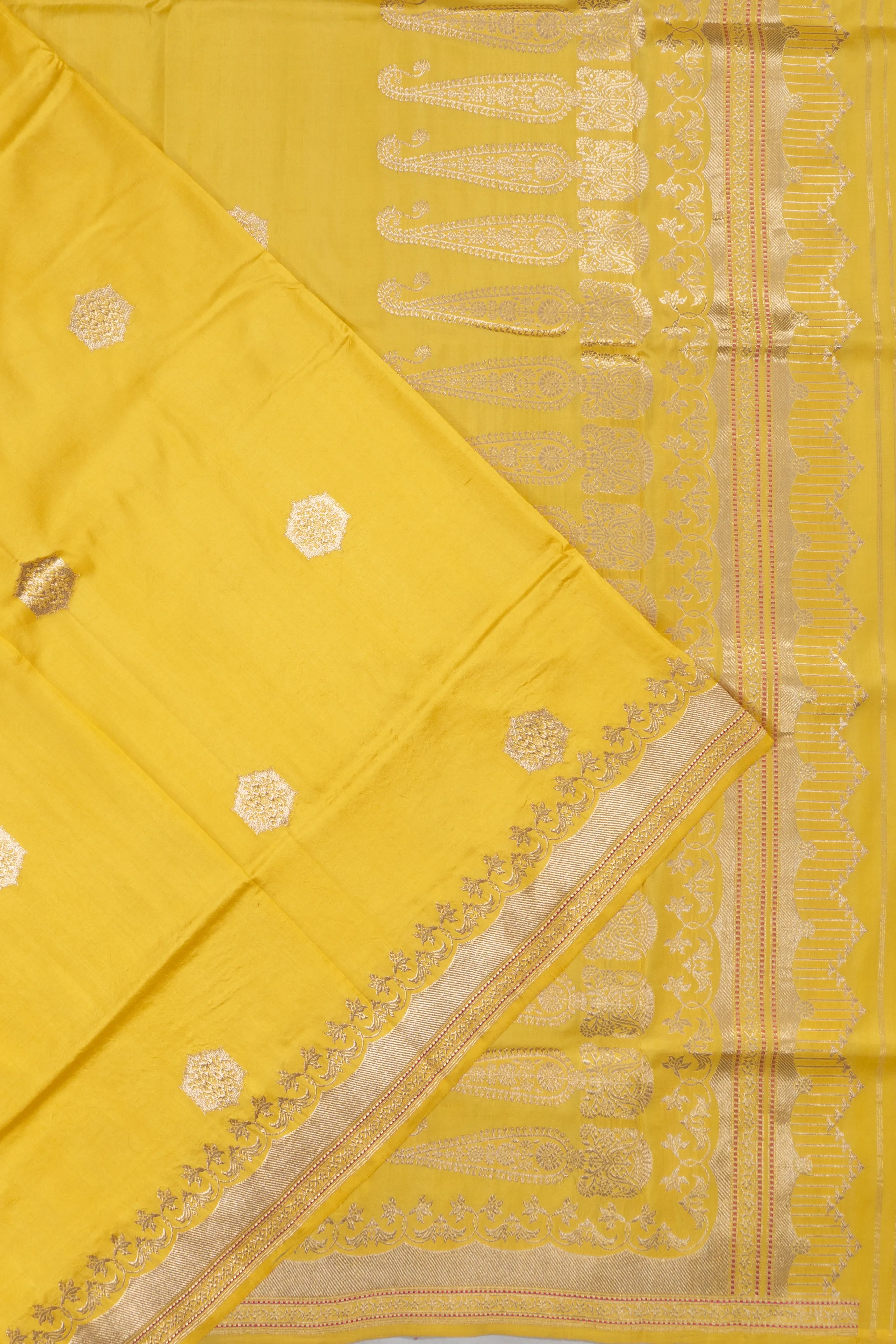 Banarasi Silk Butta Yellow Saree