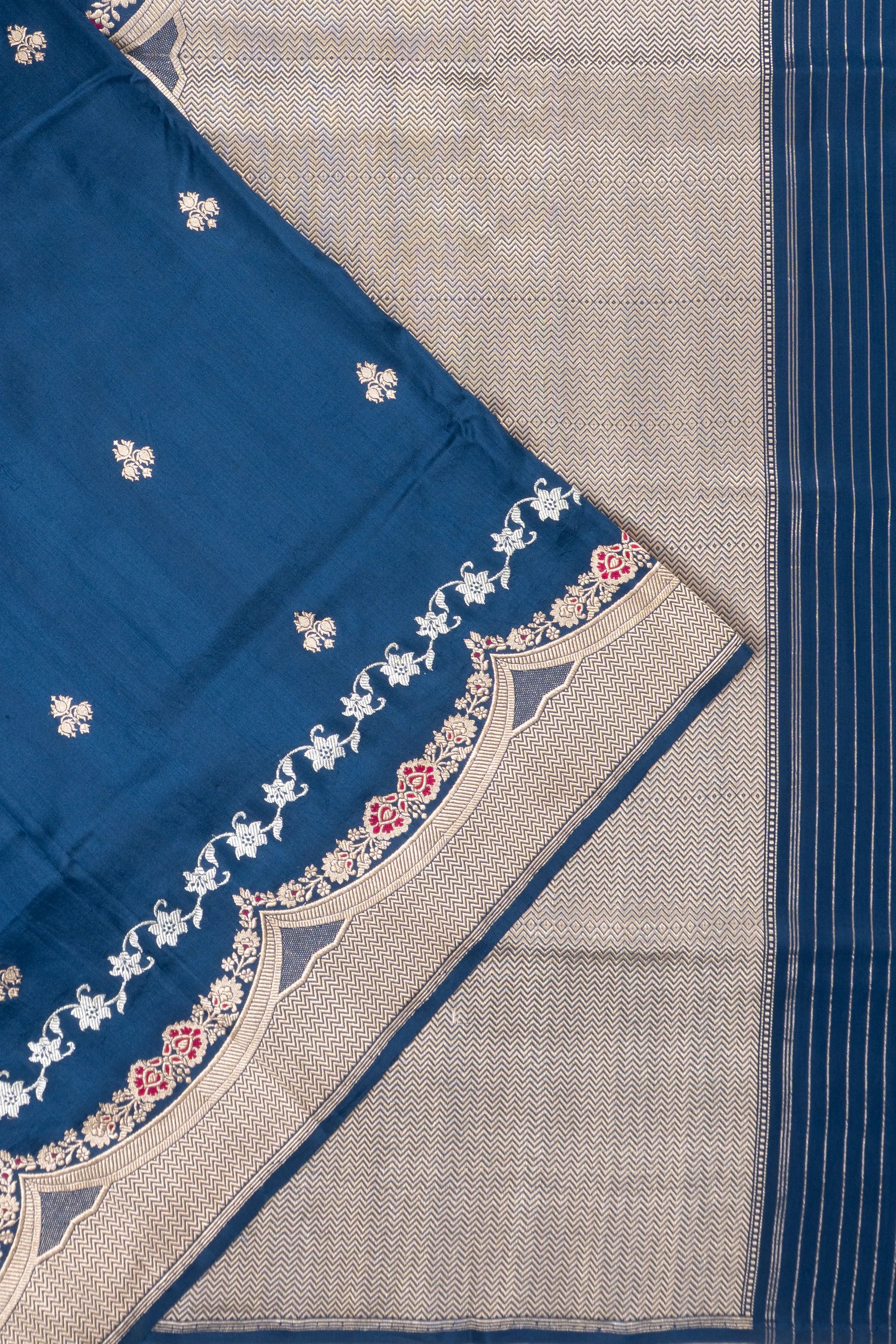 Banarasi Silk Butta Blue Saree