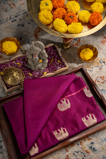 Banarasi Silk Butta Purple Saree