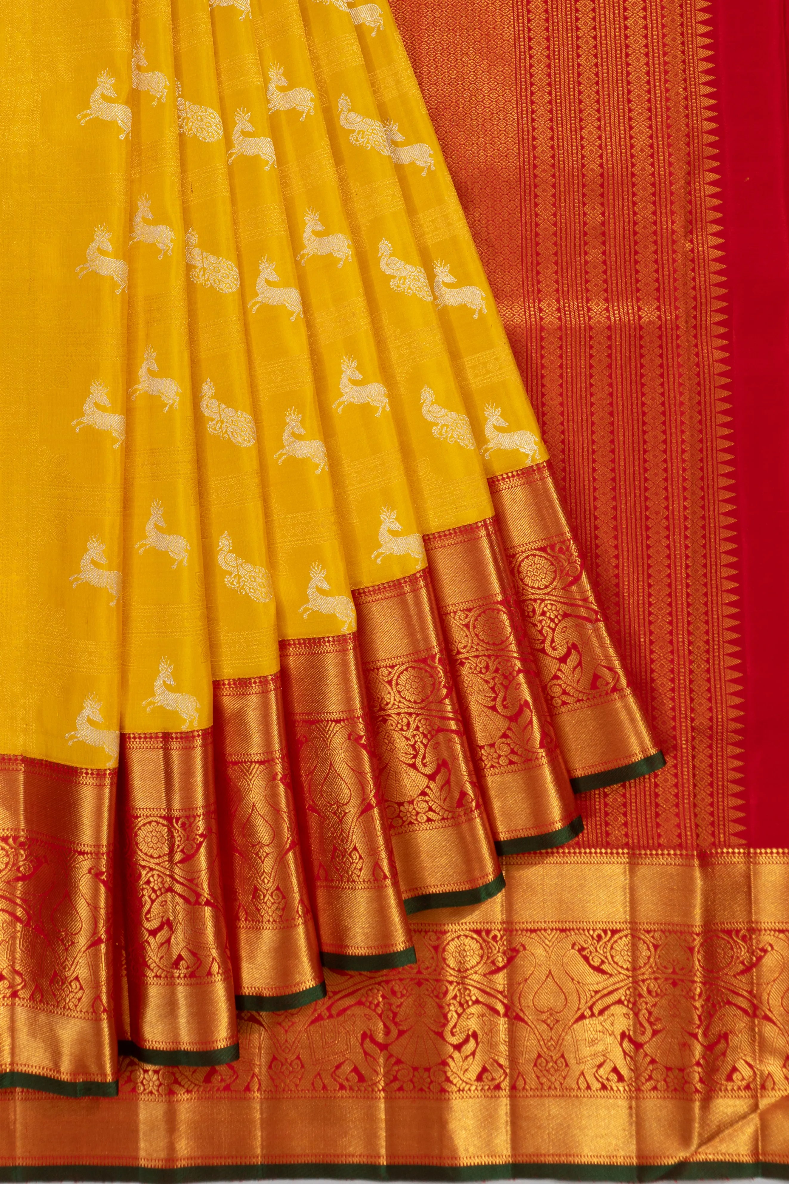 Kanchipuram Silk Butta Yellow Saree