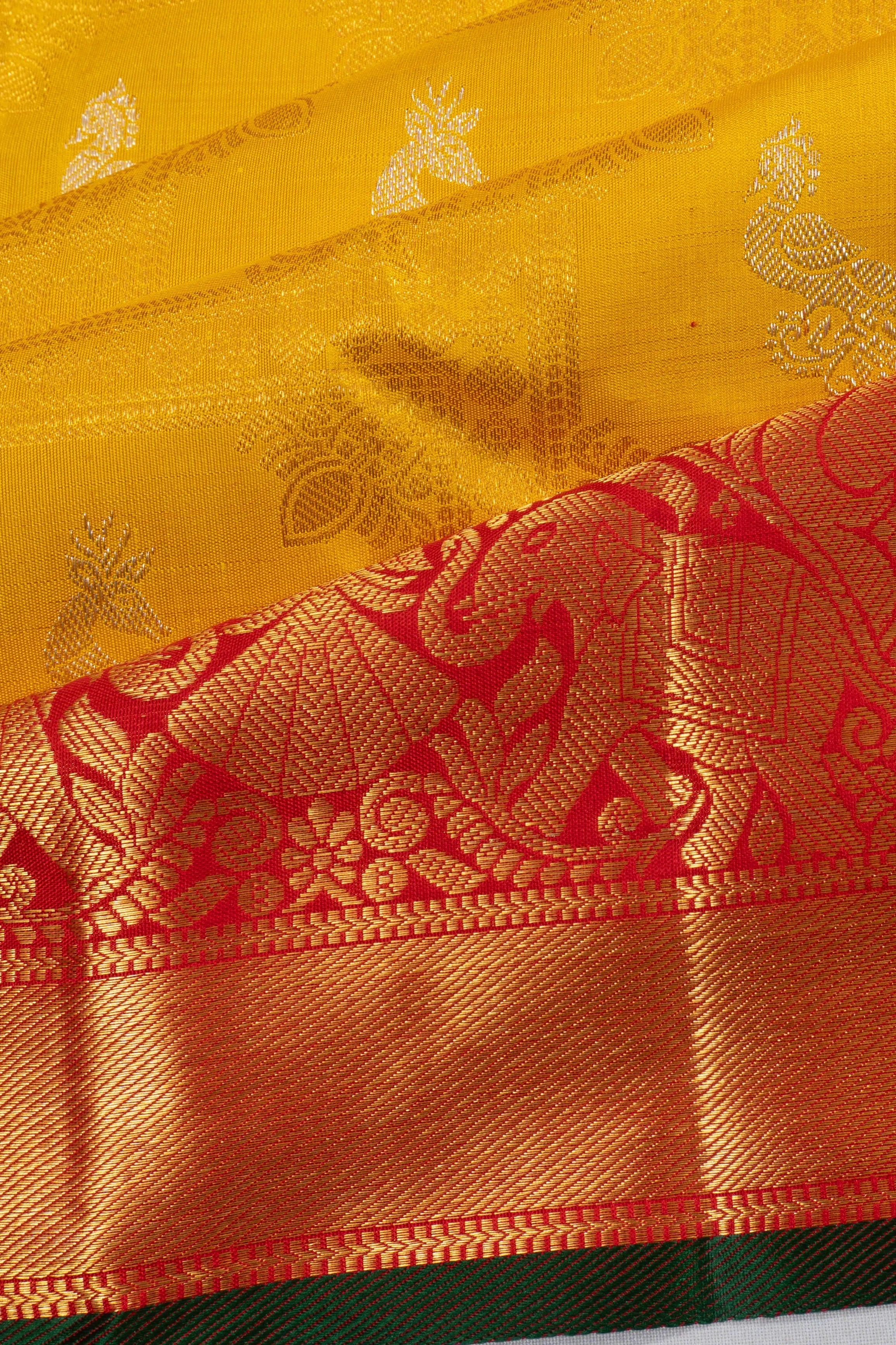 Kanchipuram Silk Butta Yellow Saree