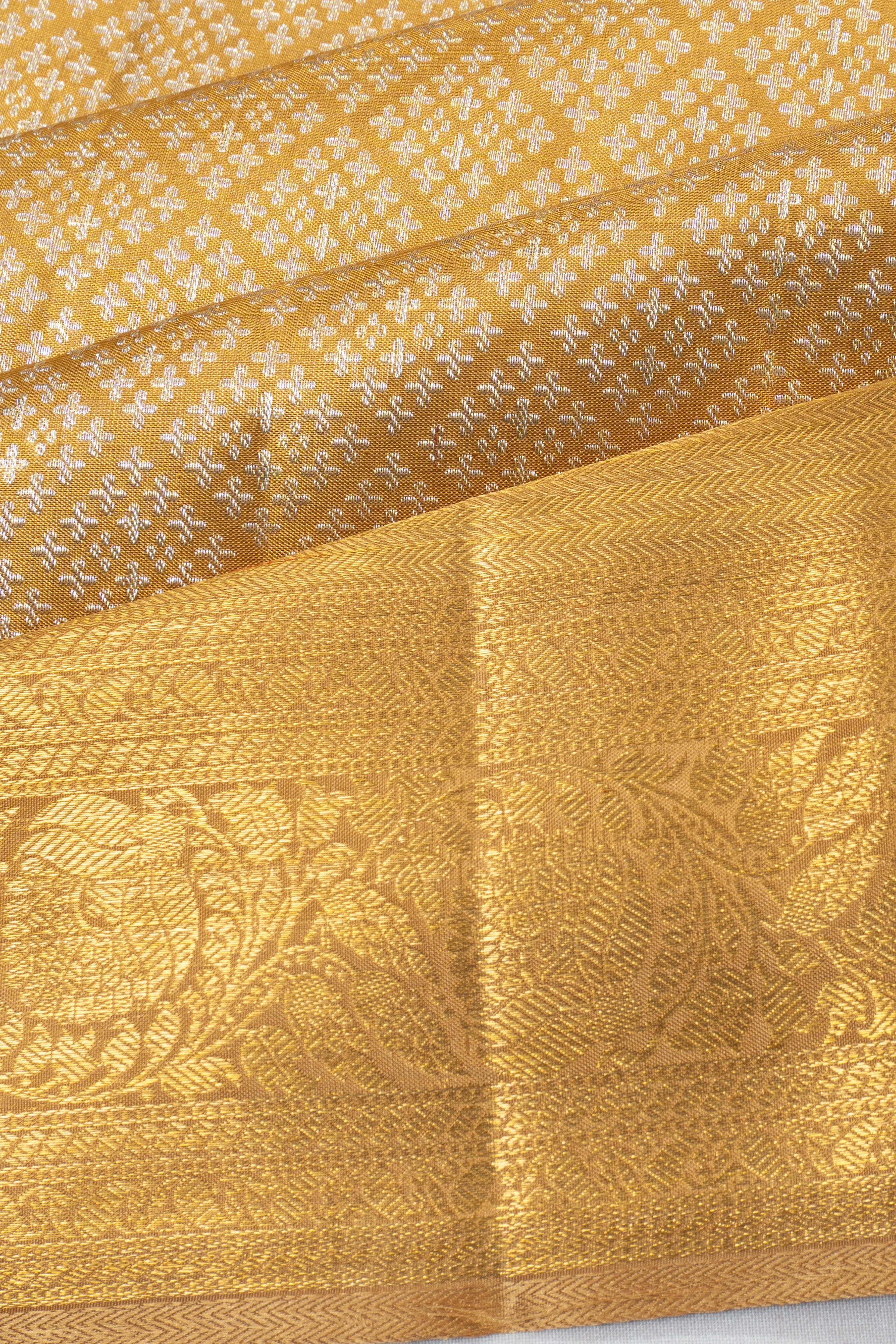 Kanchipuram Tissue Silk Jaal Gold Saree