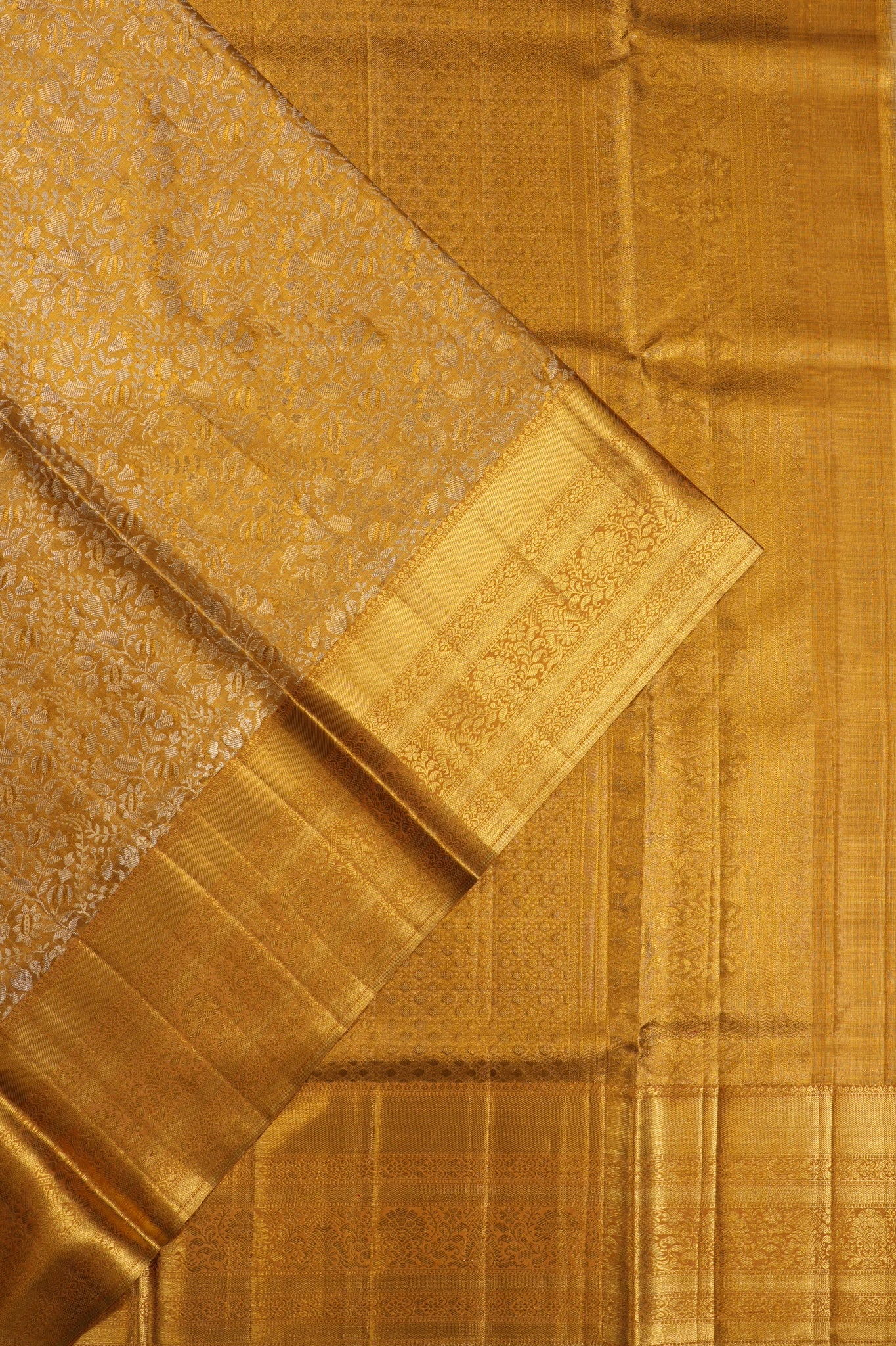 Kanchipuram Silk Tissue Brocade Gold Saree