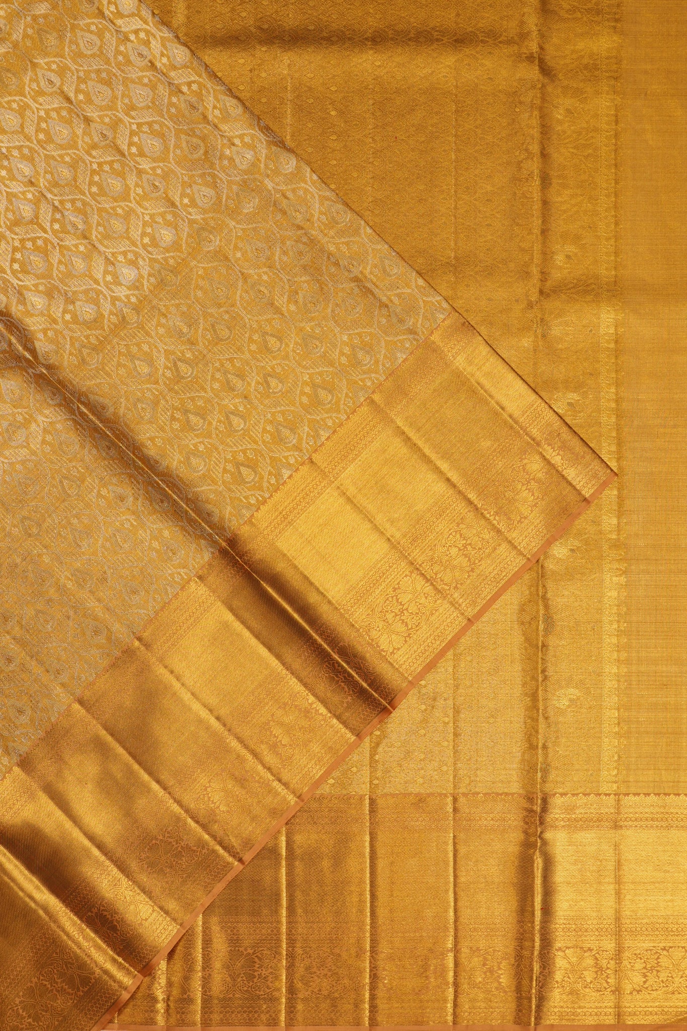 Kanchipuram Silk Tissue Brocade Gold Saree