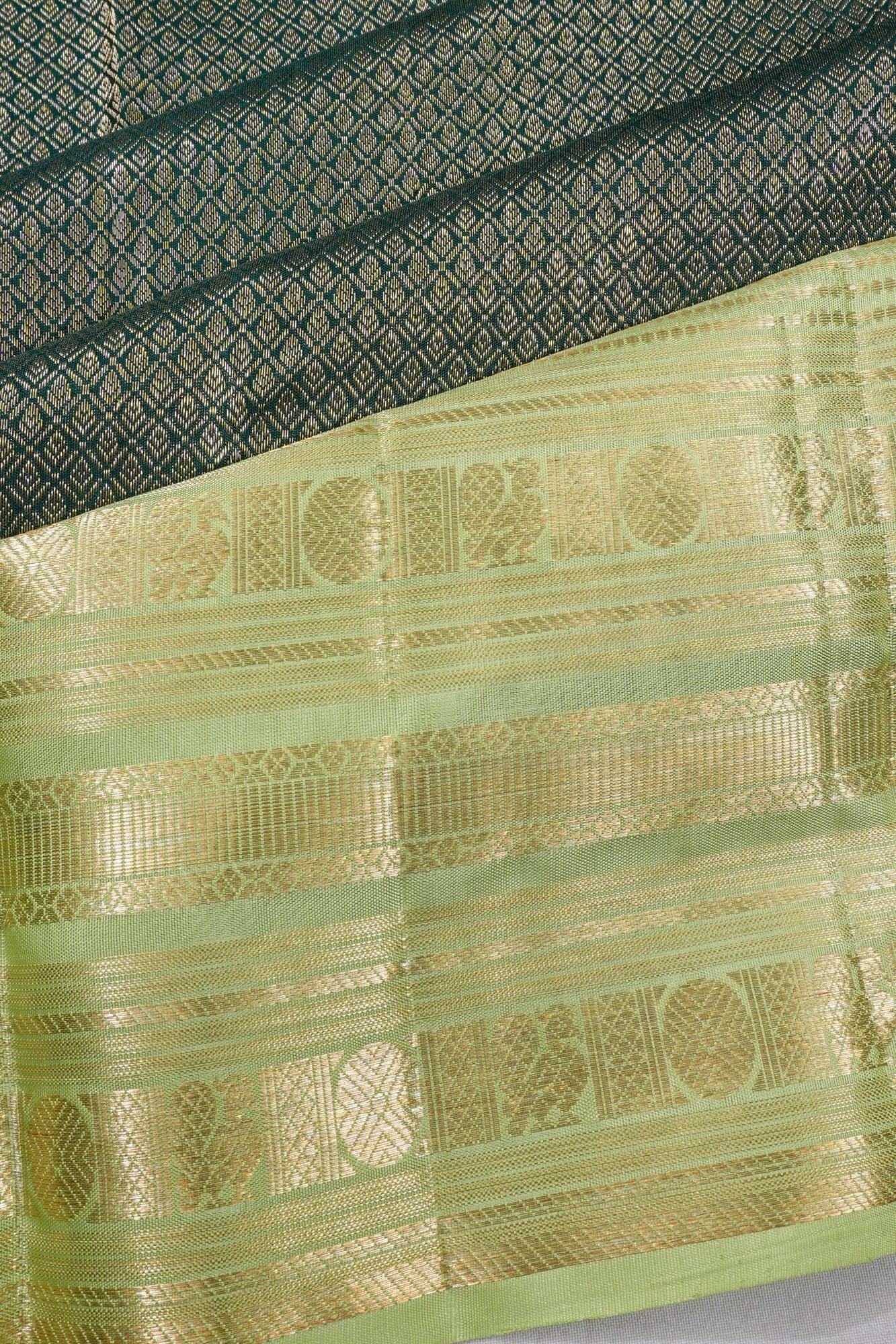 Classic Kanchipuram Silk Brocade Dark Green Saree