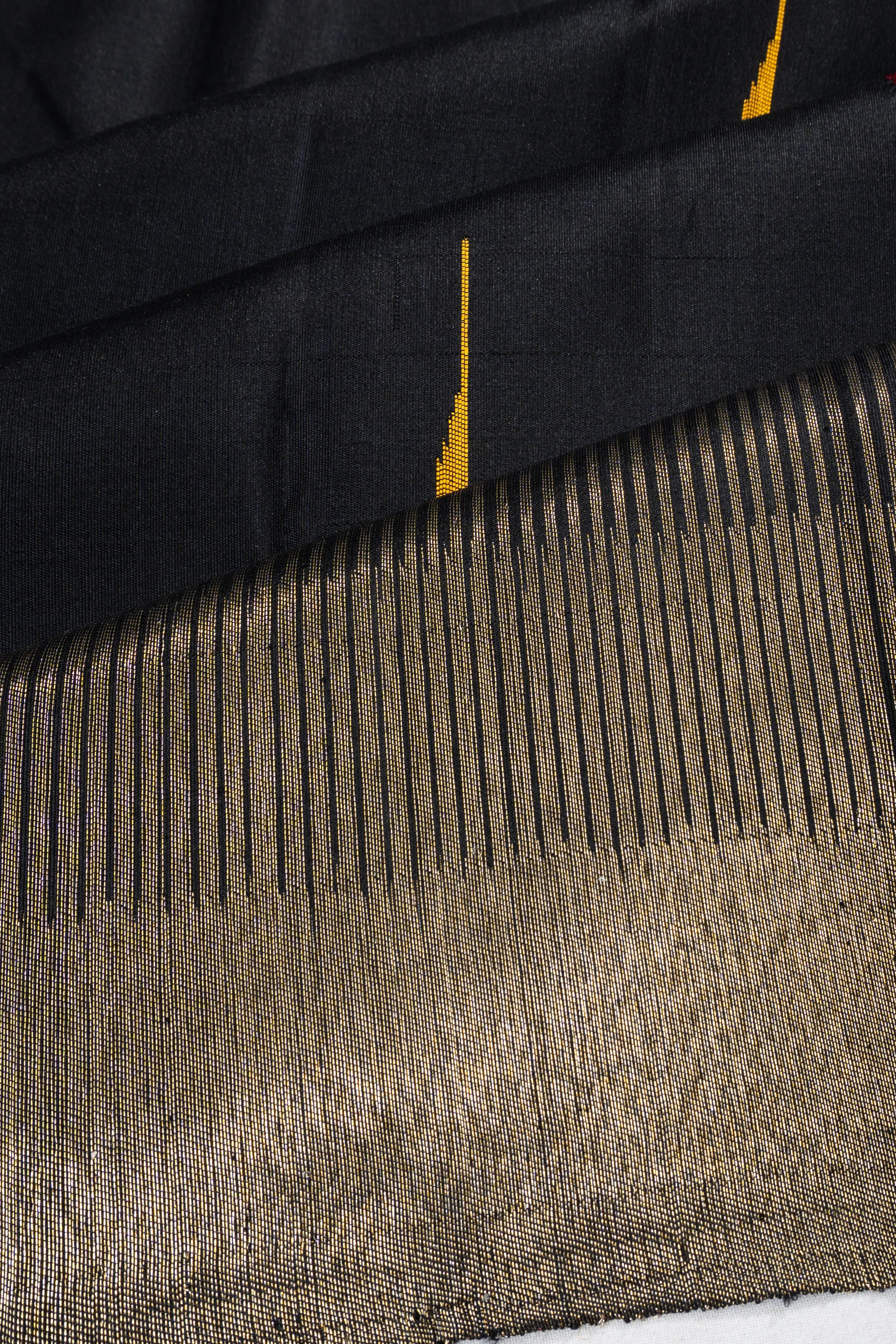 Kanchipuram Silk Threaded Butta Black Saree