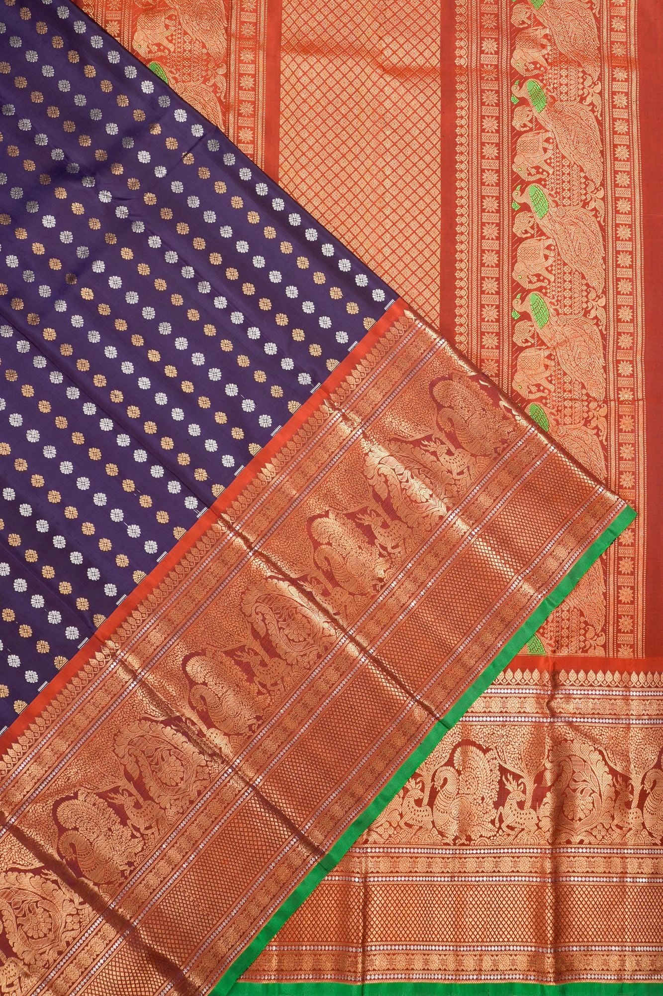 Classic Kanchipuram Silk Brocade Purple Saree