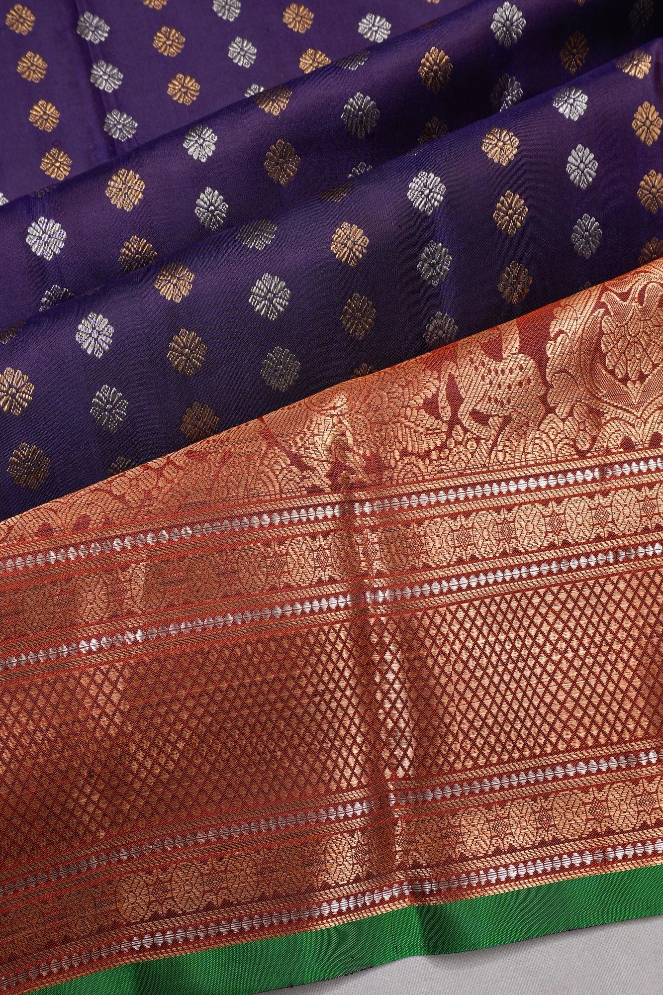 Classic Kanchipuram Silk Brocade Purple Saree