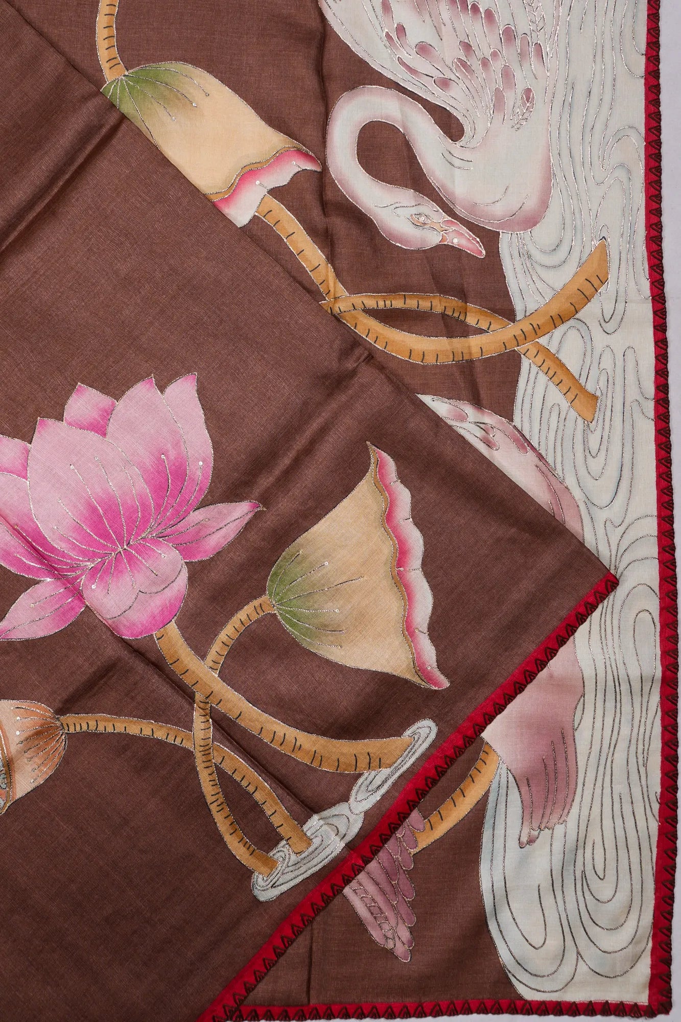Soft Tussar Printed Brown Saree