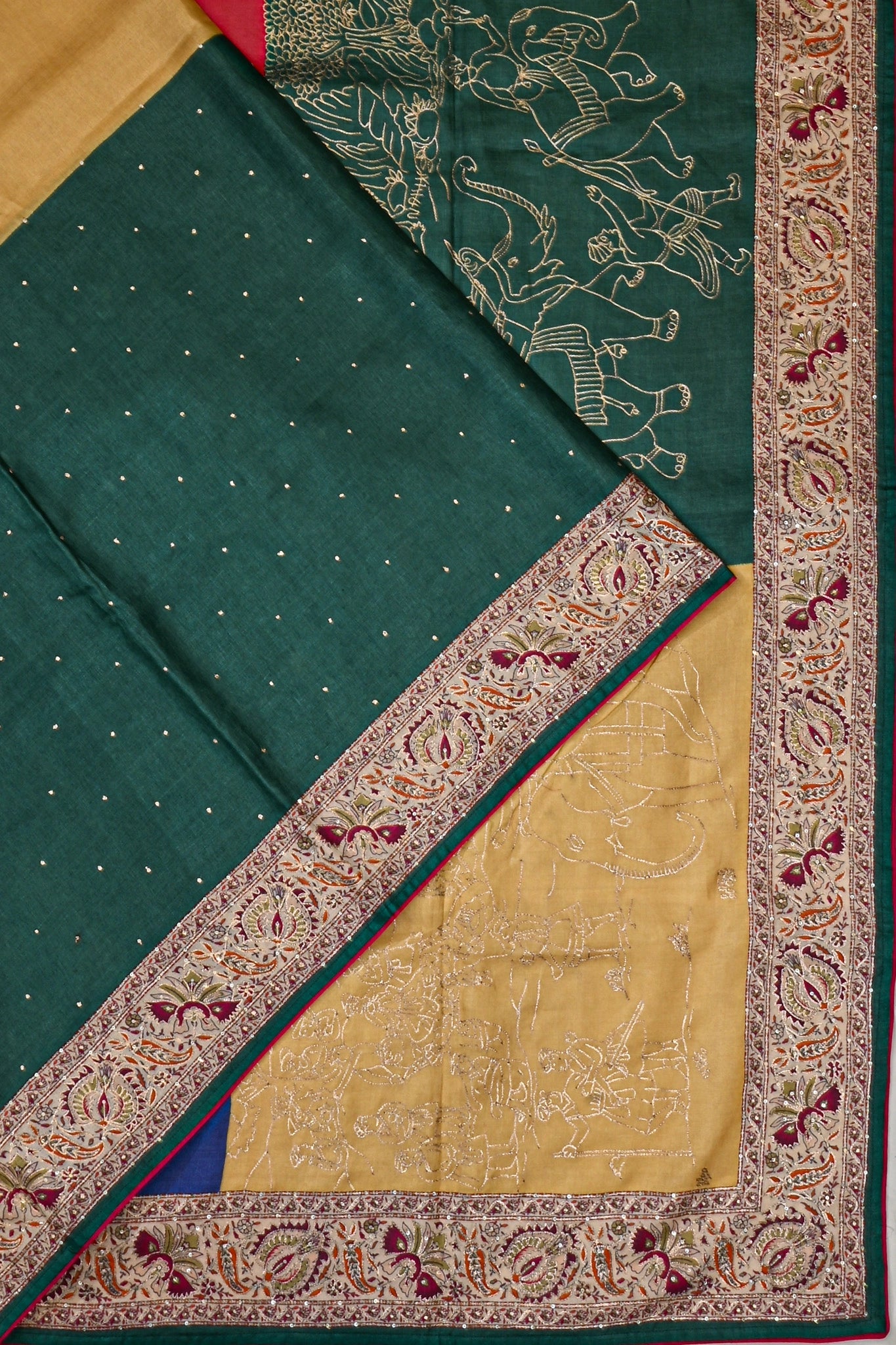 Tussar Butta Yellow Saree