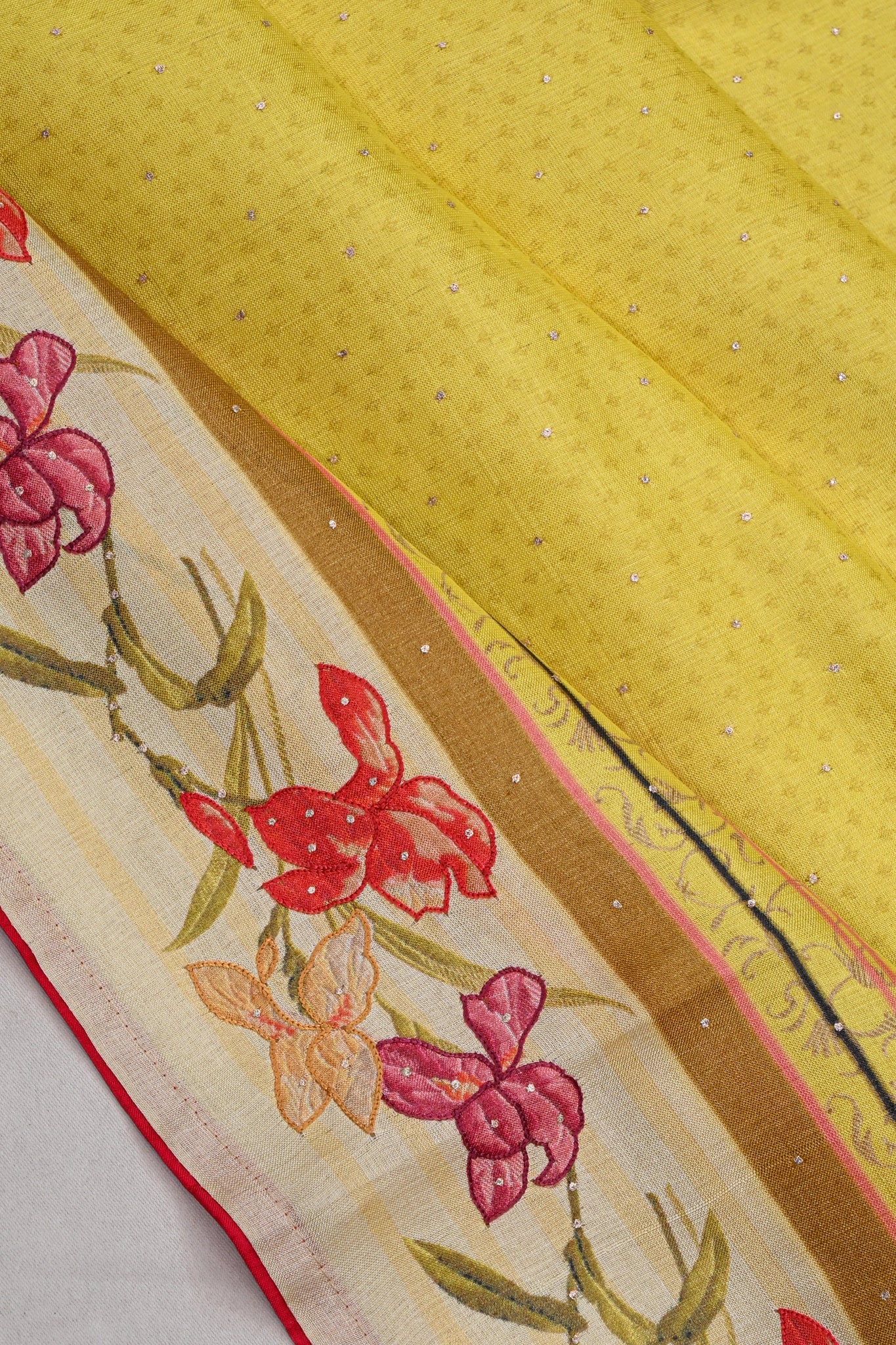 Tussar Brocade Pastel Yellow Saree