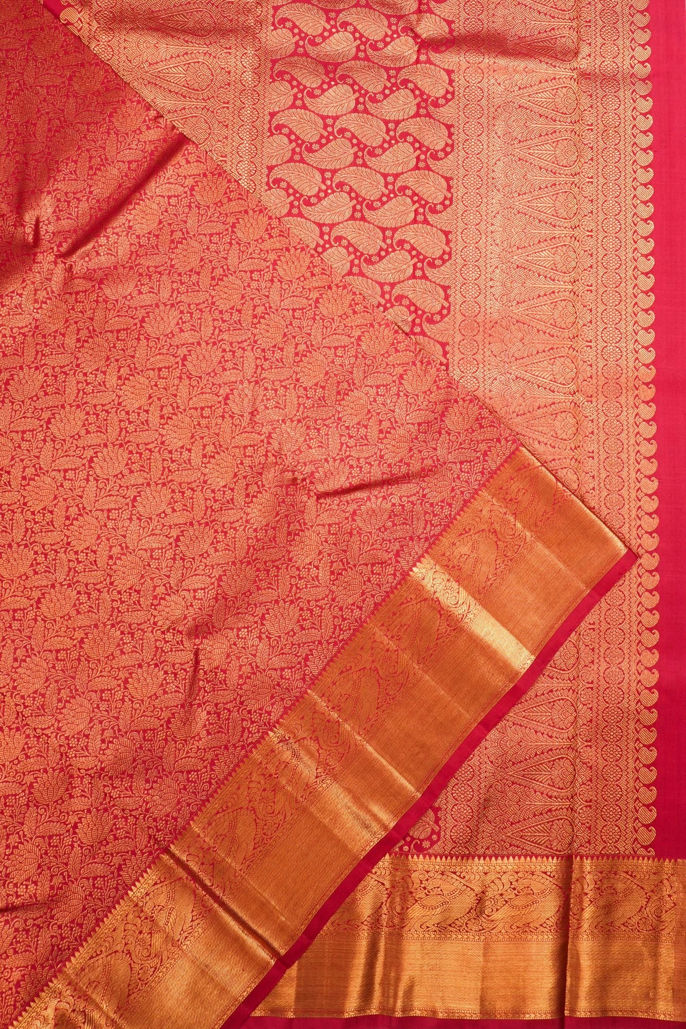 Kanchipuram Silk Jaal Brocade Pink Saree