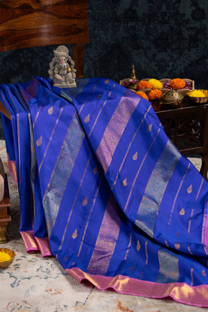 Kanchipuram Silk Butta Blue Saree