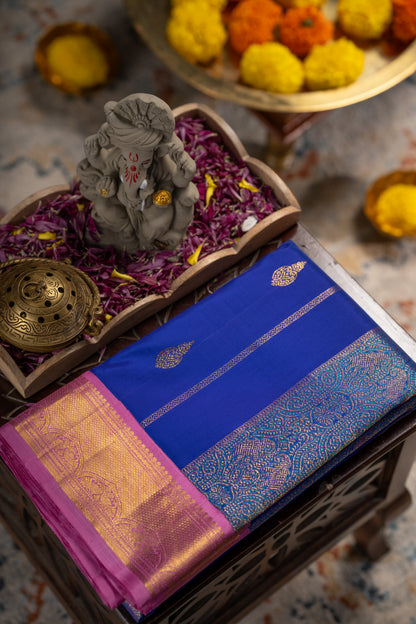 Kanchipuram Silk Butta Blue Saree
