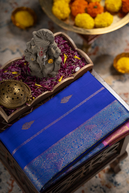Kanchipuram Silk Butta Blue Saree