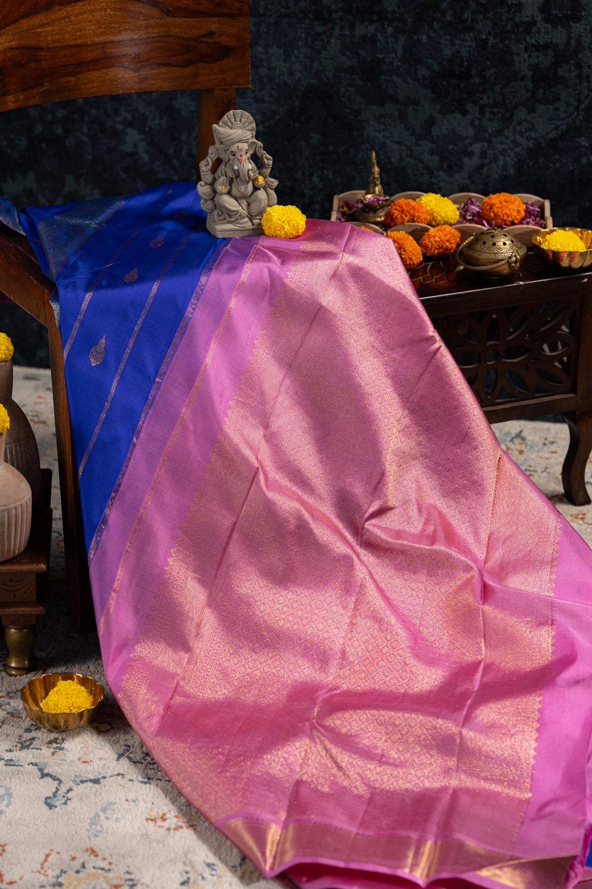 Kanchipuram Silk Butta Blue Saree