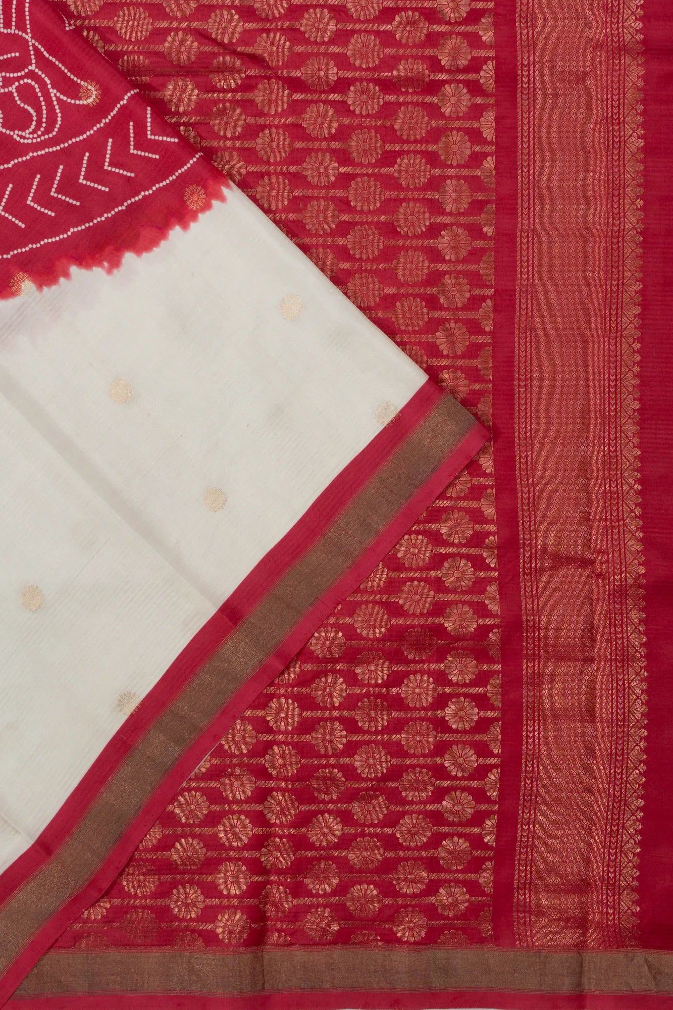 Soft Silk Tie and Die White Saree