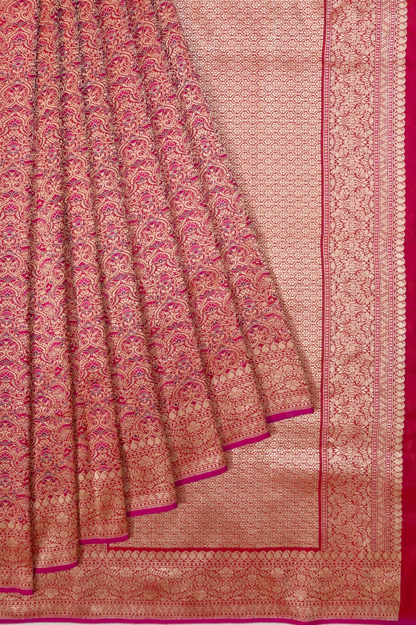 Banarasi Silk Jaal Rani Pink Saree
