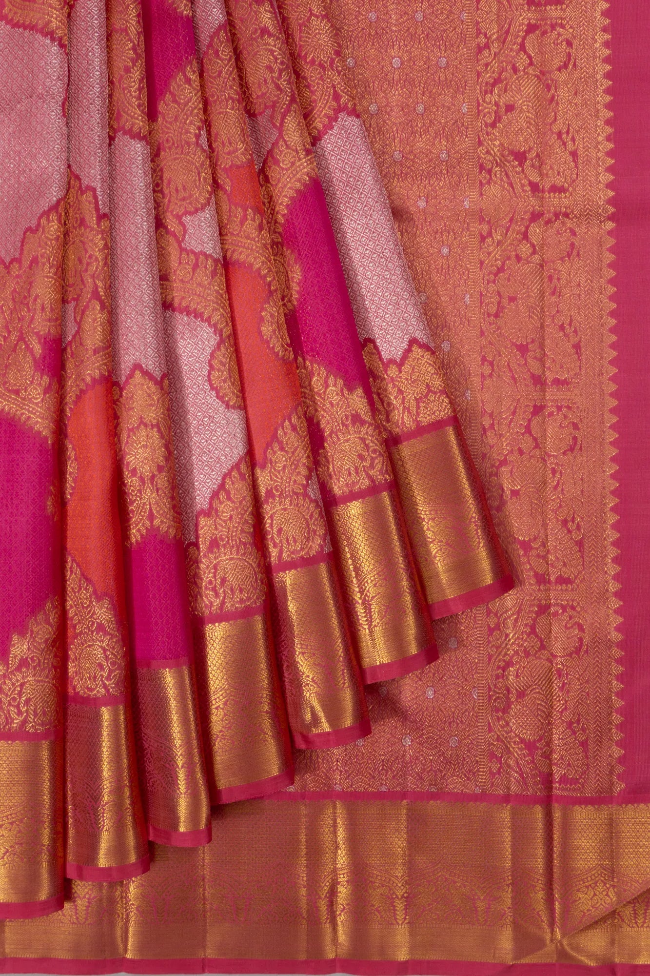 Kanchipuram Silk Brocade Pink Saree