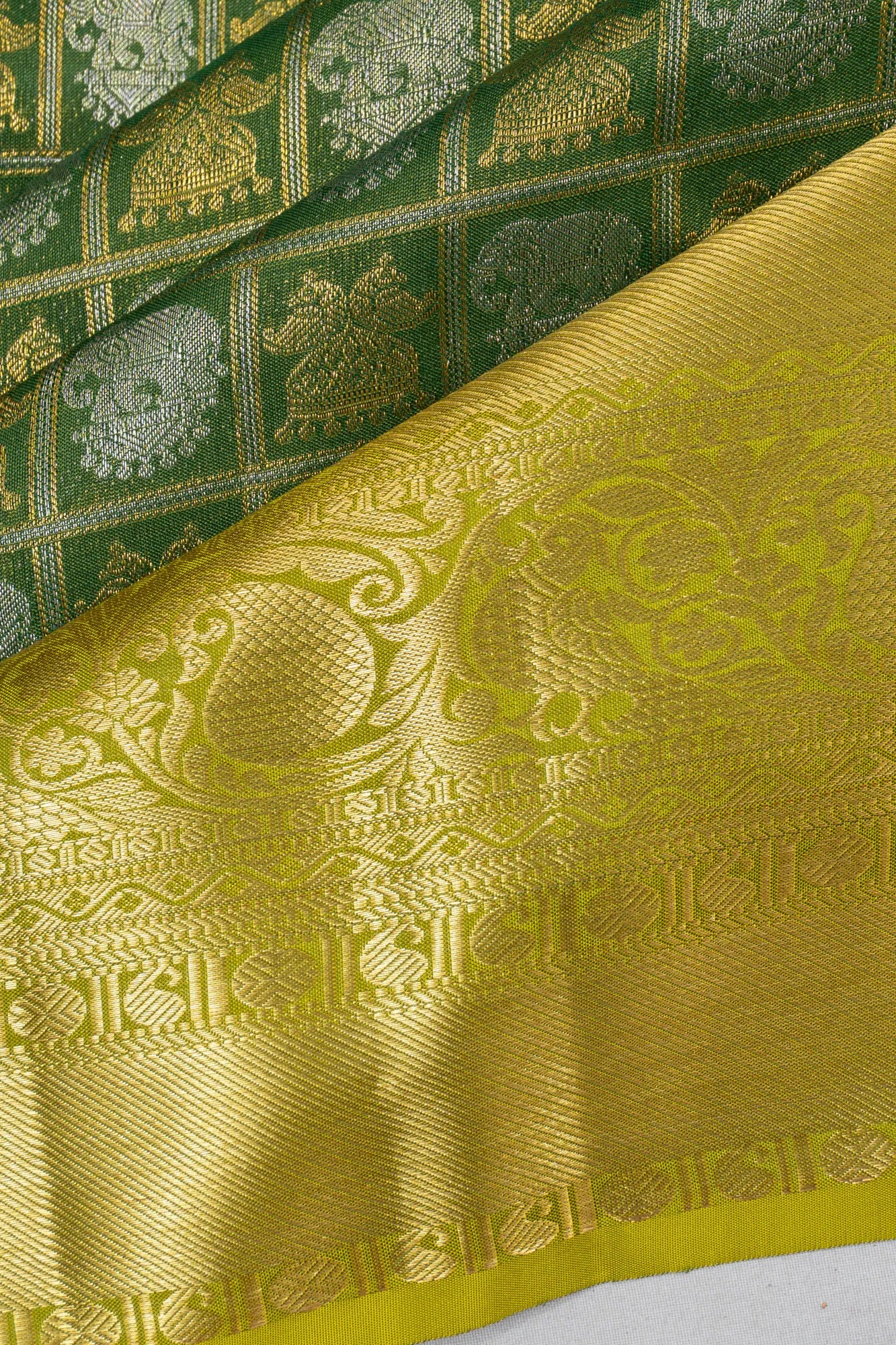 Taranga Kanchi Silk Checks And Butta Green Saree