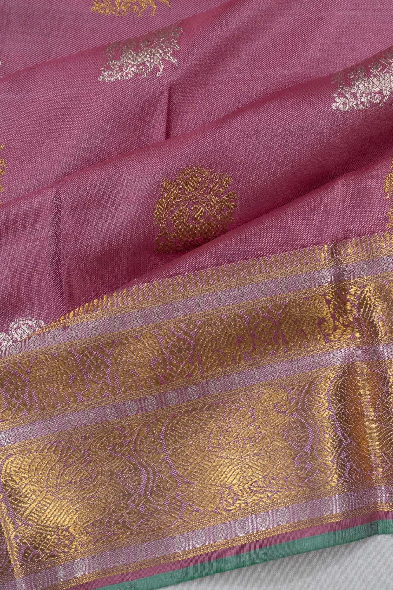 Kanchipuram Silk Twill Butta Lavender Saree