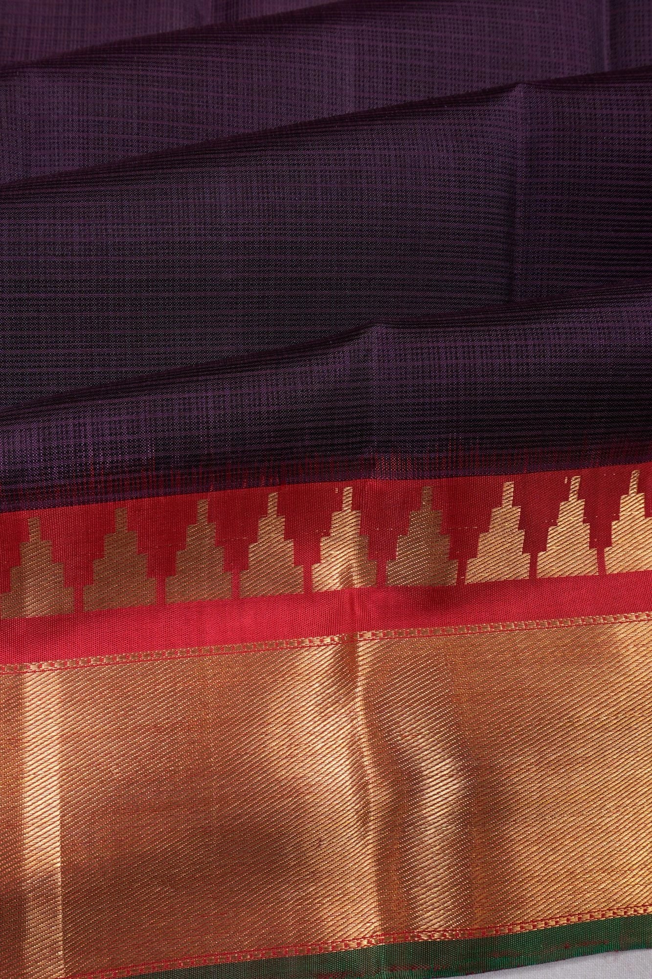 Kanchipuram X Zari Kota Cotton Plain Purple Saree