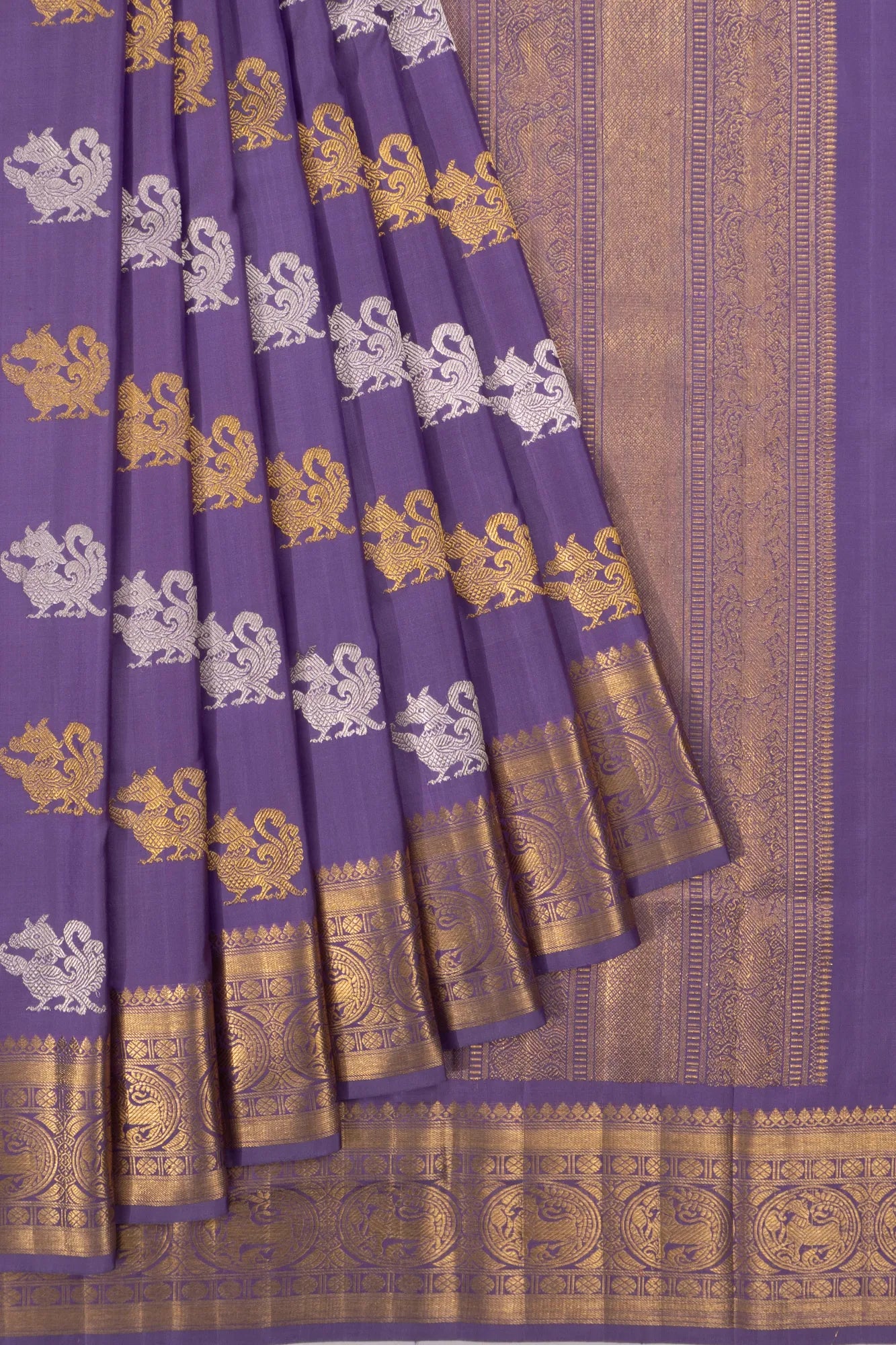 Kanchipuram Silk Butta Lavender Saree