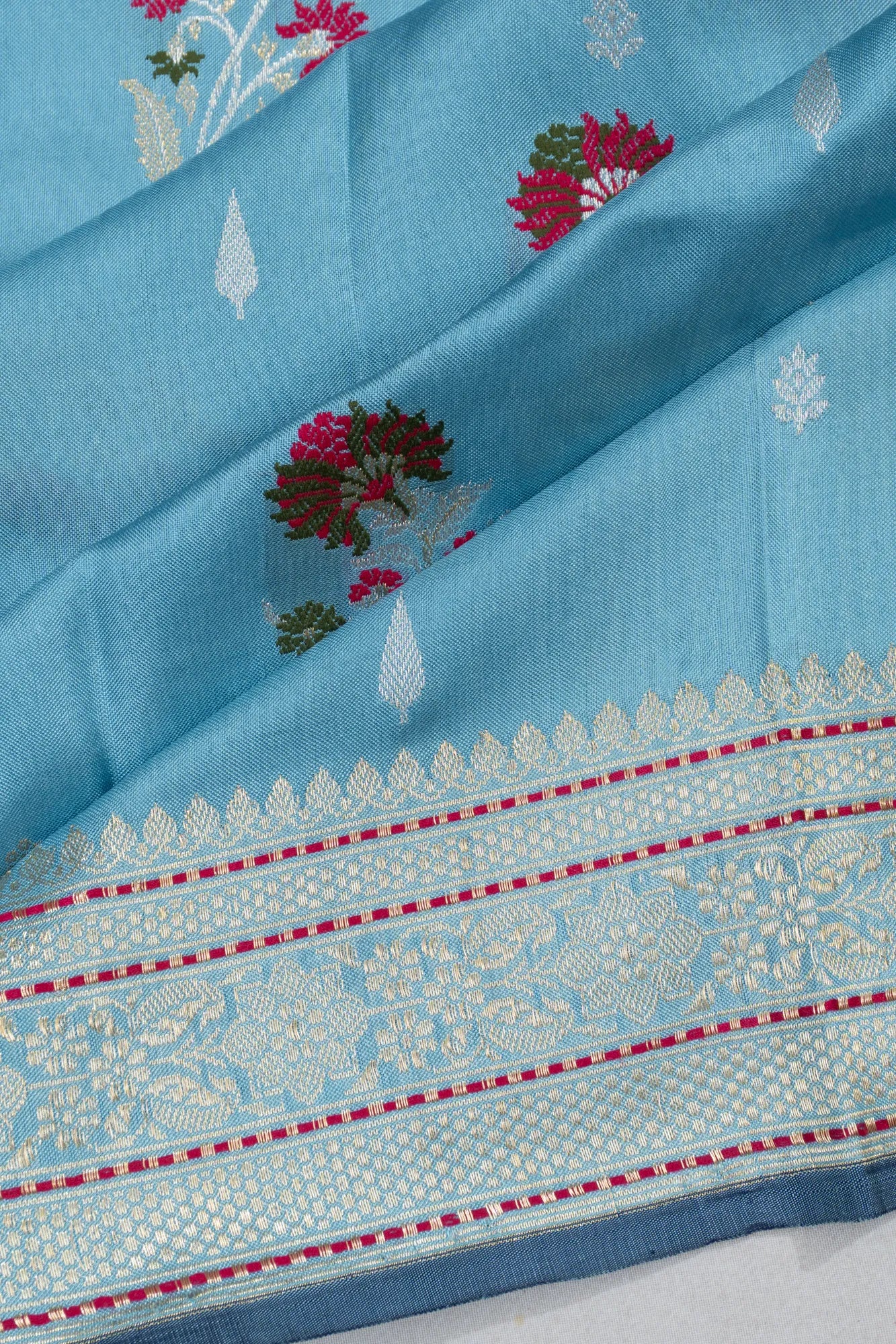 Banarasi Silk Brocade Blue Saree