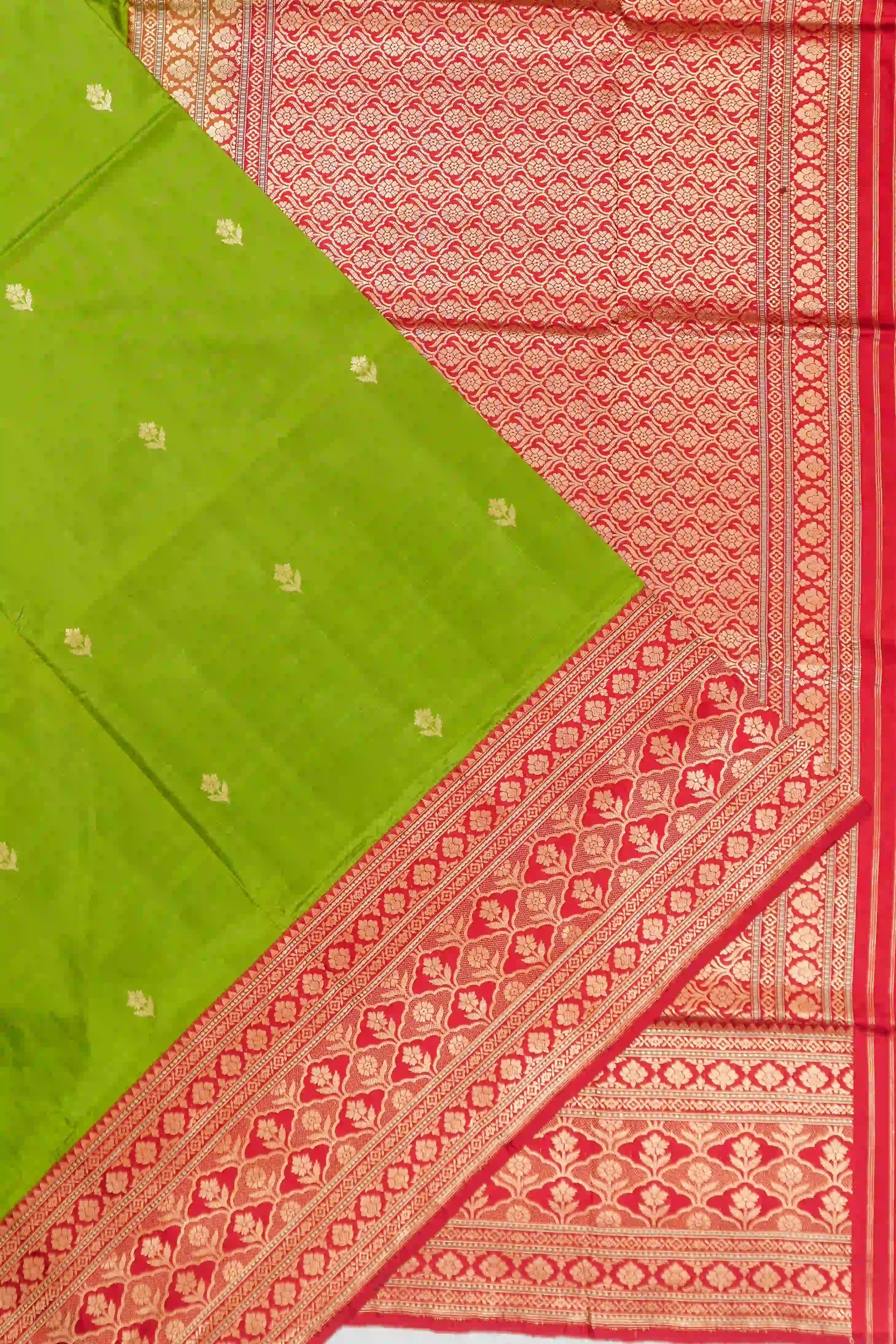 Banarasi Silk Butta Parrot Green Saree
