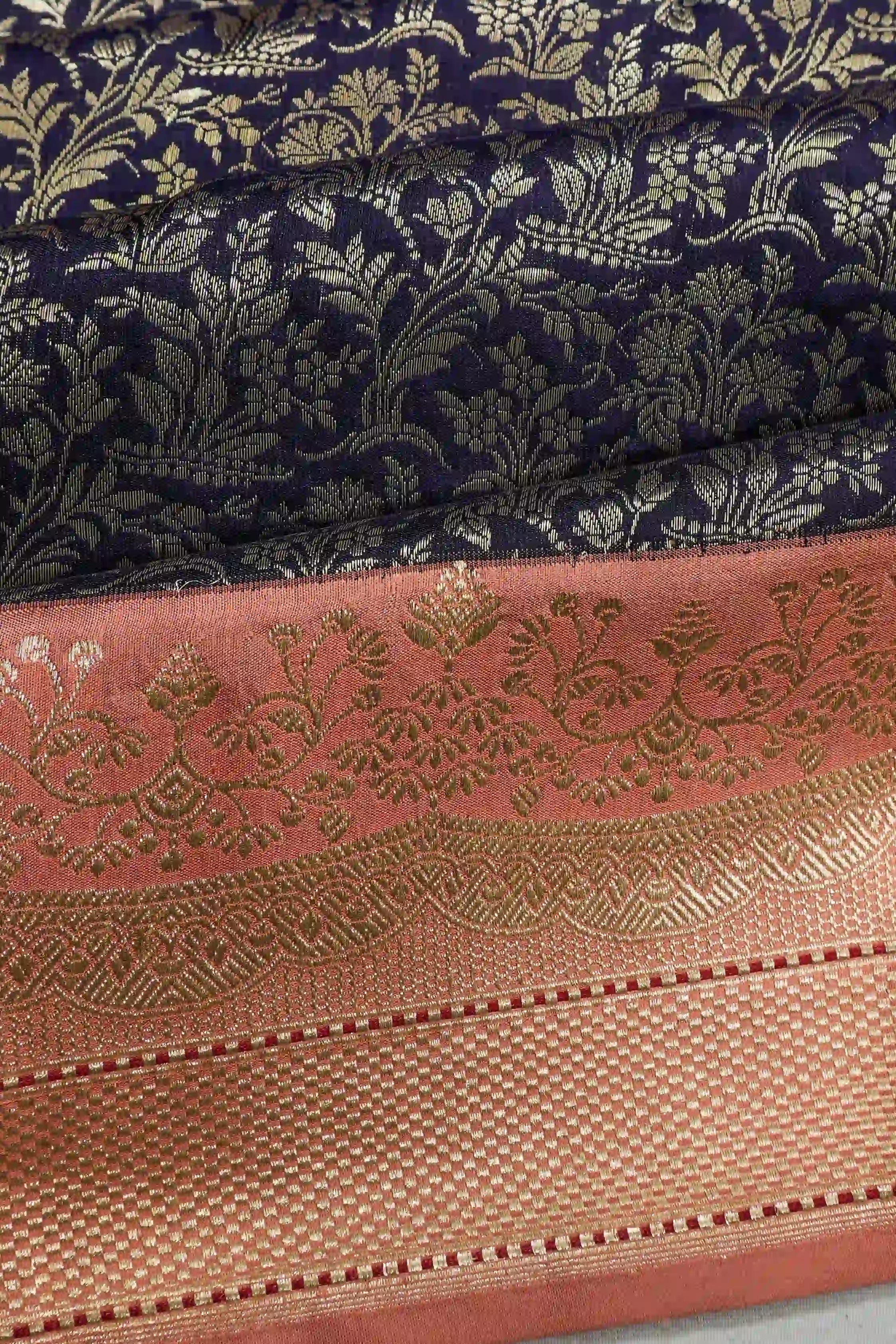 Vaanya Banaras Silk Brocade Black Saree