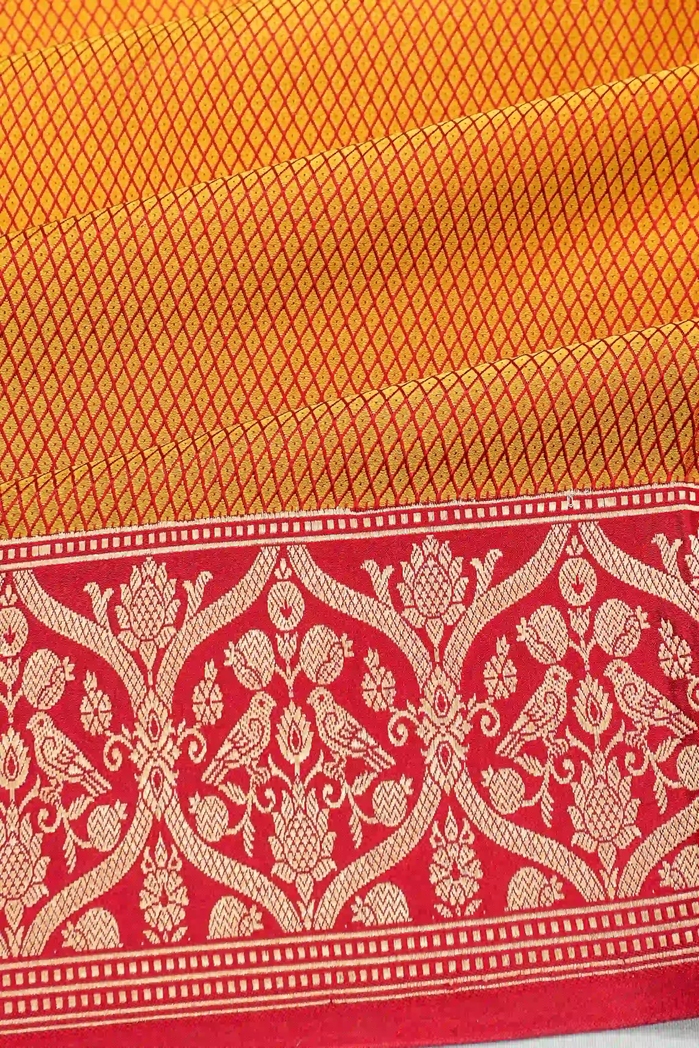 Banarasi Satin Silk Plain Orange Saree
