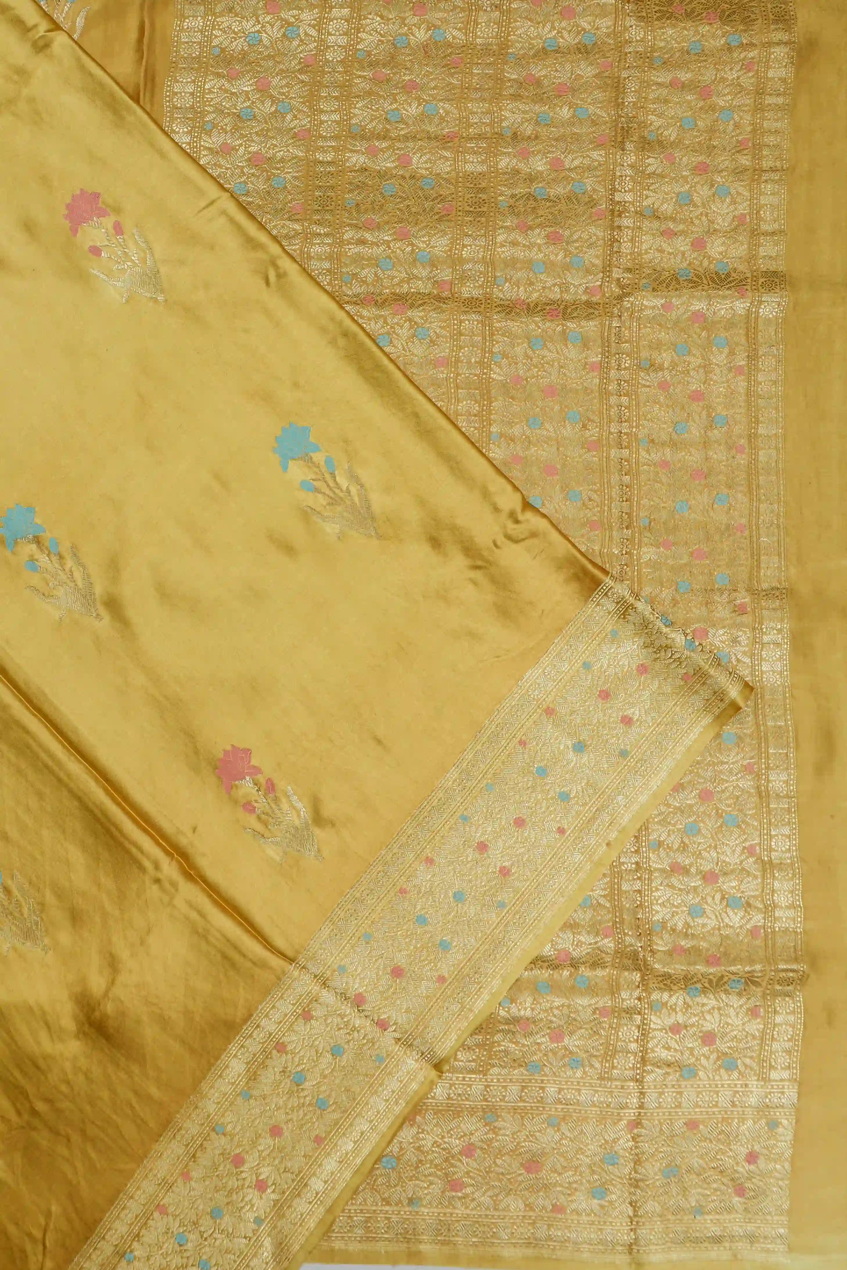 Banarasi Satin Silk Butta Mehandi Green Saree