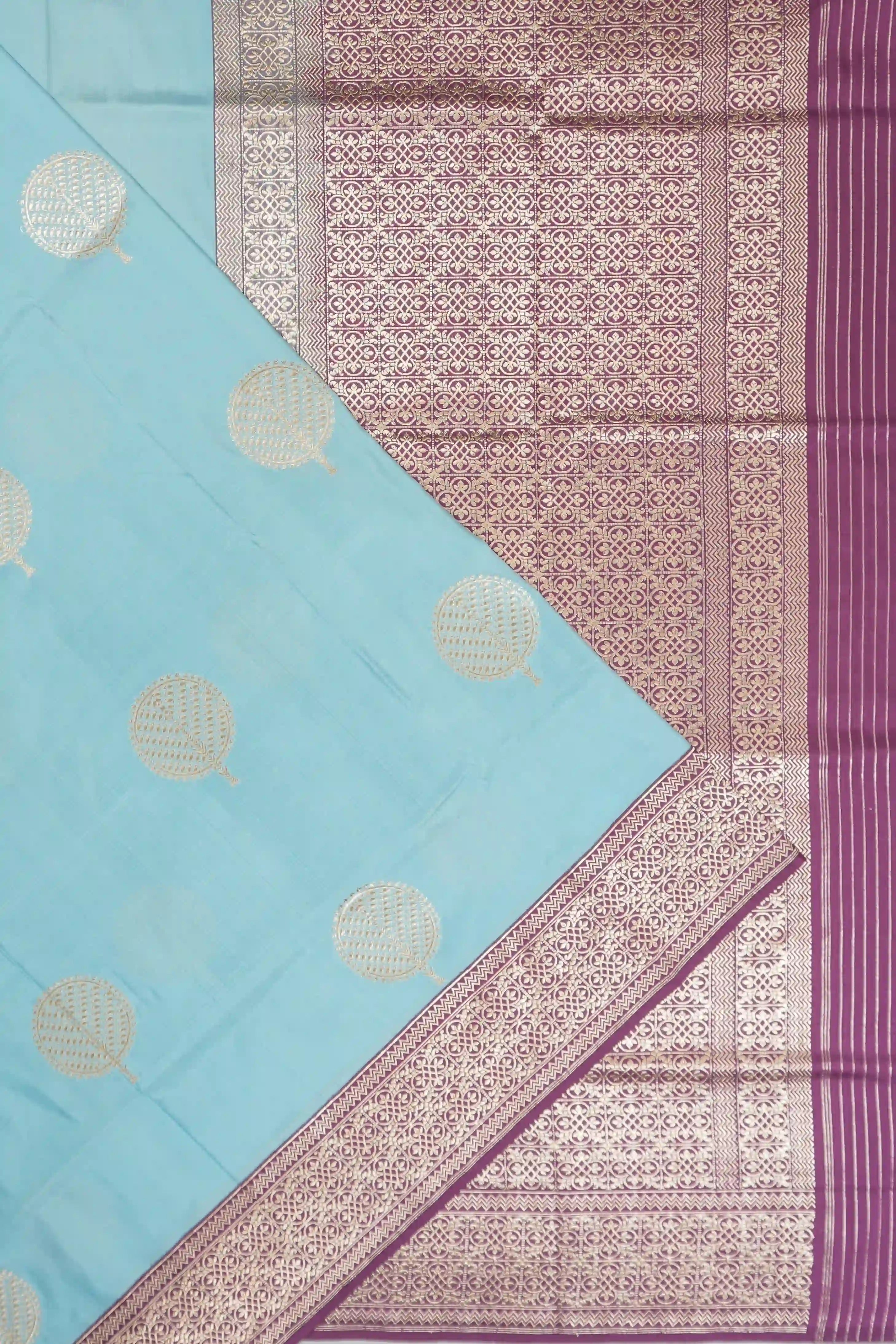 Banarasi Silk Butta Powder Blue Saree