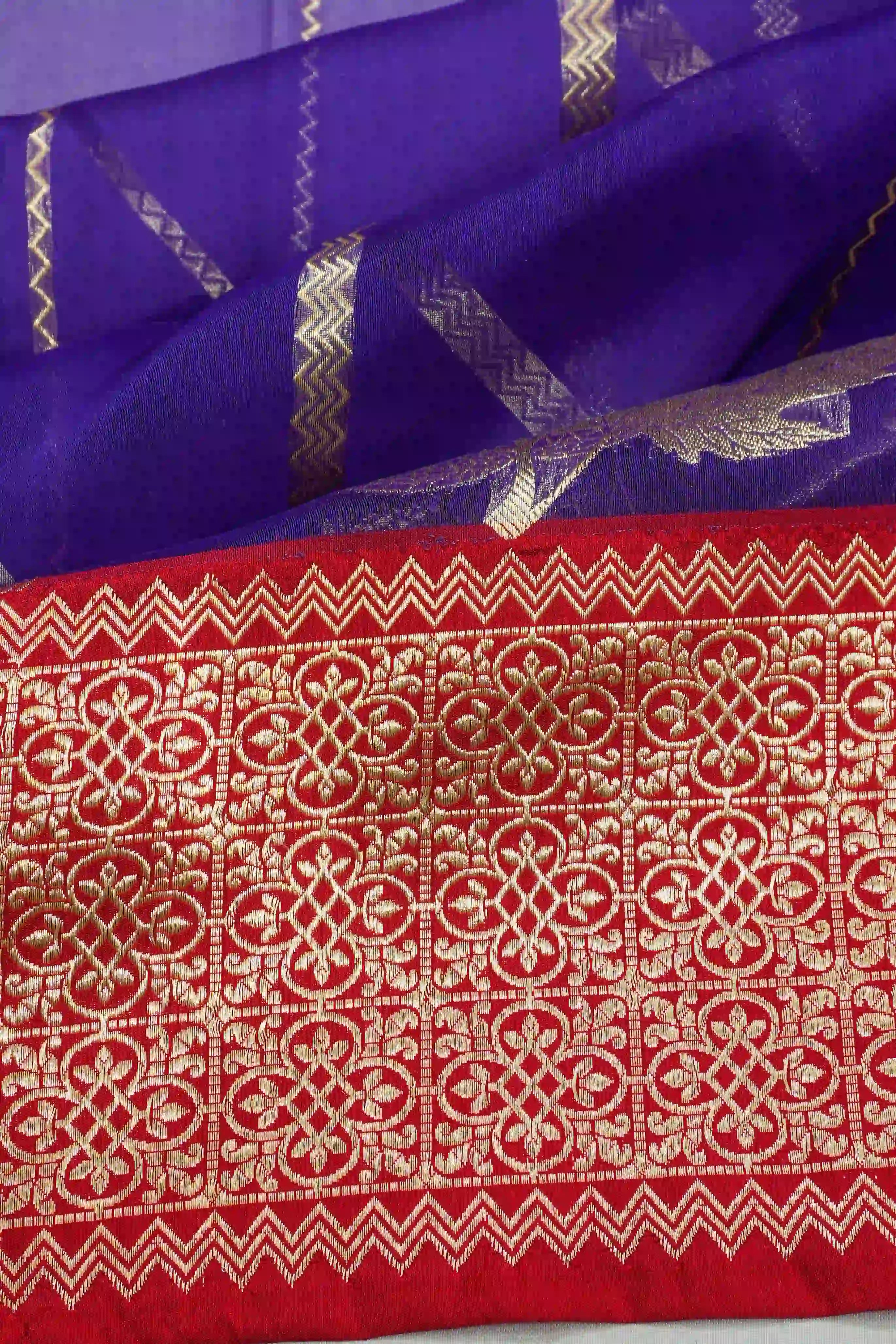 Banarasi Kora Organza Brocade Royal Blue Saree